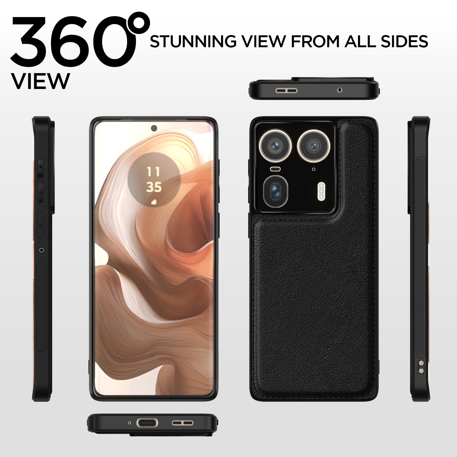 Pikkme Moto Edge 50 Ultra 5G Leatherback Back Case | Black