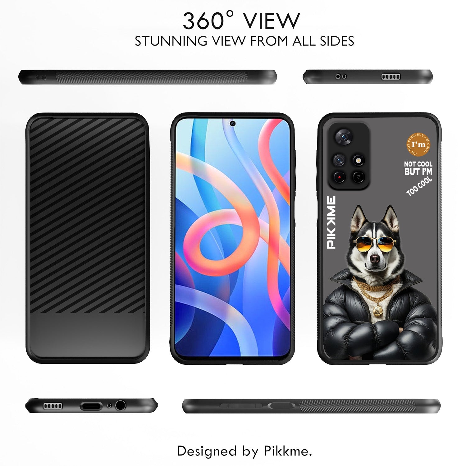 Pikkme Back Cover Pc Tpu + Printed Cool Funky Stylish Grey Dog Swag Raised Edges Camera Protection |Bumper Case For Redmi Note 11T (Design 02)