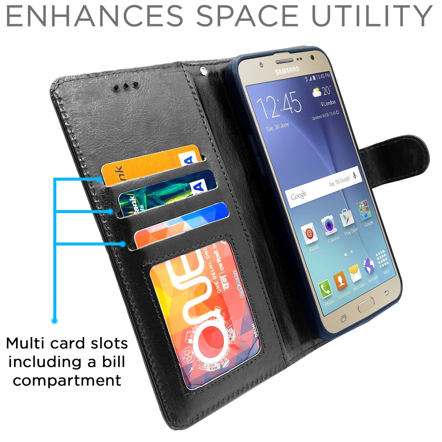 Pikkme Samsung Galaxy J7 2015 / J7 / J7 Nxt Vintage Flip Cover(Black)