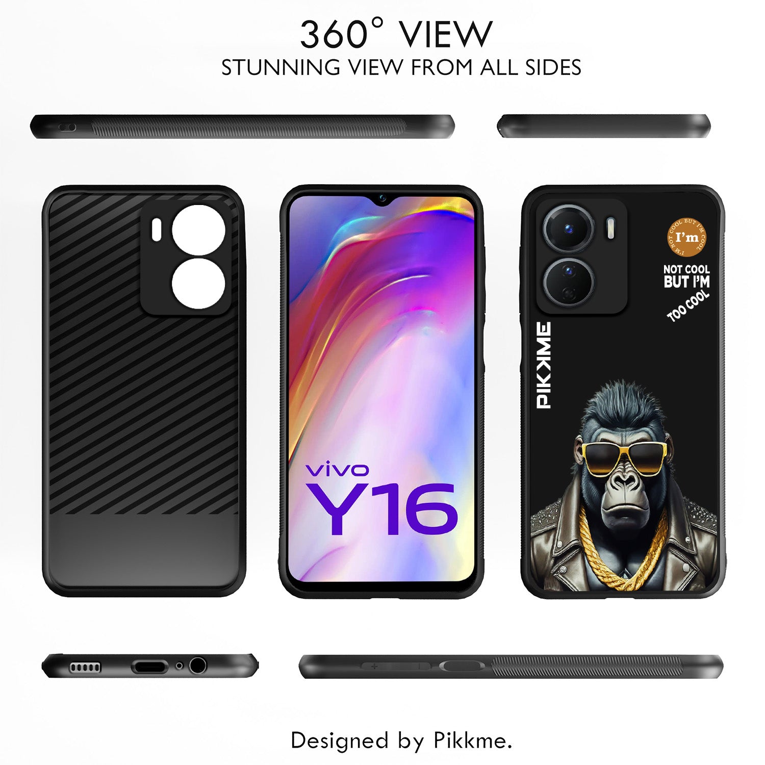Pikkme Black Gorilla Swag Vivo Y16 Nim2 Back Cover (Design 07)