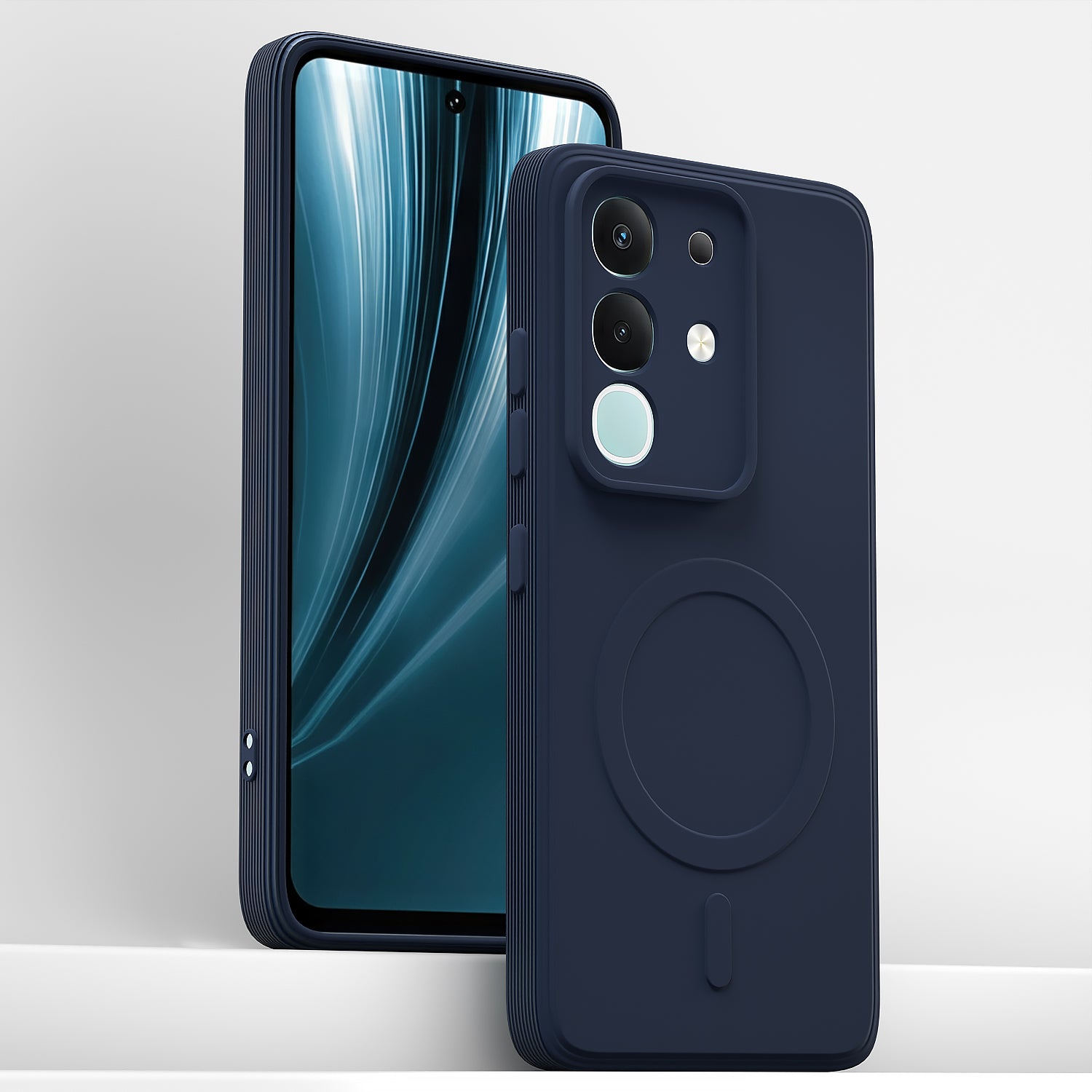 Pikkme Vivo T4x 5G / iQOO Z10x 5G / Vivo Y31 Pro 5G Matte Silicone Mag-Safe Style logo (not mag-safe compatible) Back Cover (Blue)