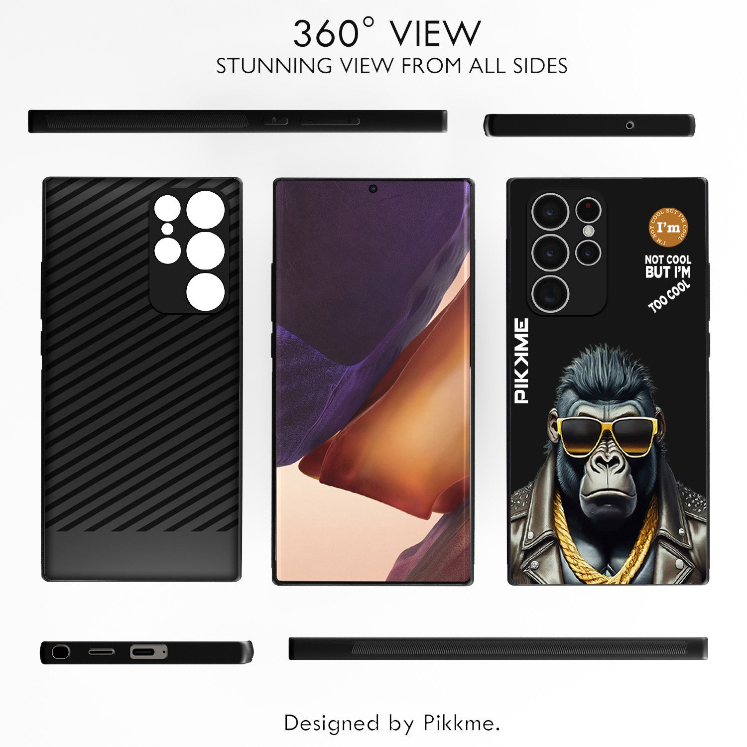 Pikkme Black Gorilla Swag Samsung Galaxy S22 Ultra 5G NIm2 Back Cover (Design 07)