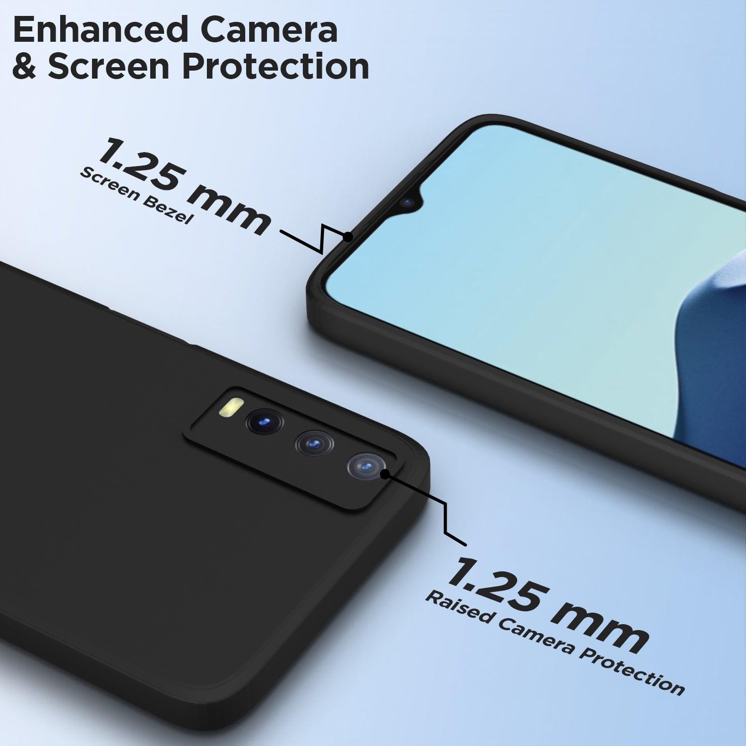 Pikkme Vivo Y12s / Y20 / Y20i / Y20G Liquid Silicone Back Cover | Black