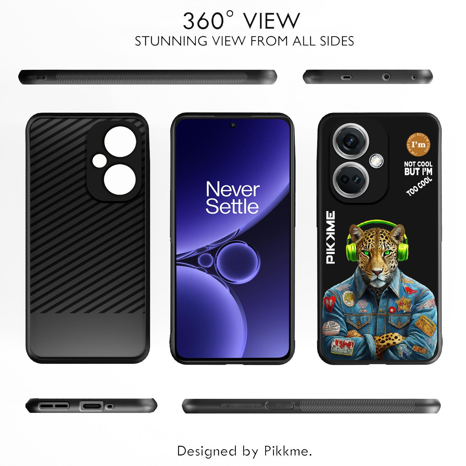 Pikkme Back Cover Pc Tpu + Printed Cool Funky Stylish Black Leopard Swag Raised Edges Camera Protection |Bumper Case For OnePlus Nord Ce 3 5G