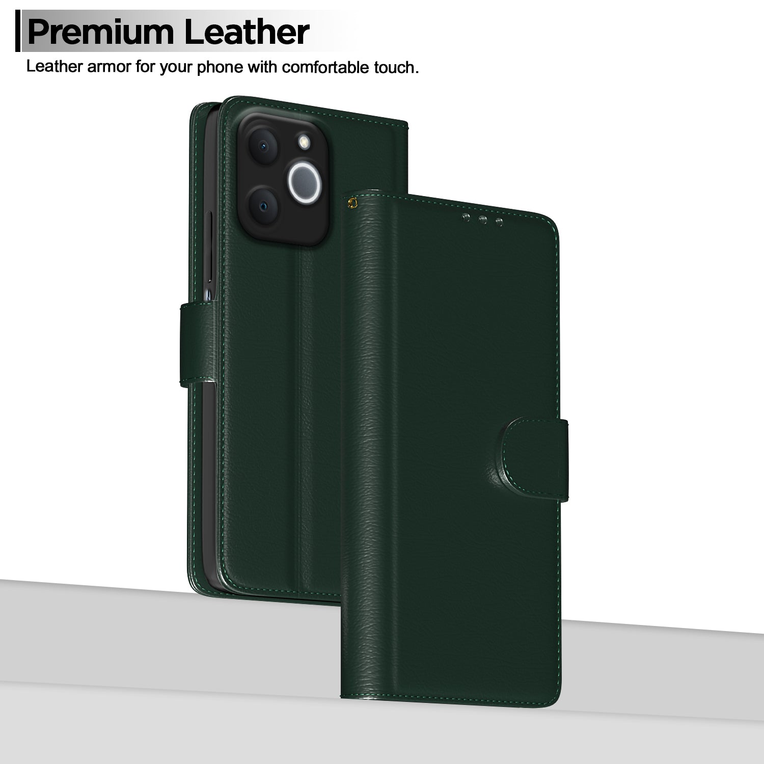 Pikkme Realme C71 5G Premium Leather Finish Vintage Flip Cover (Green)