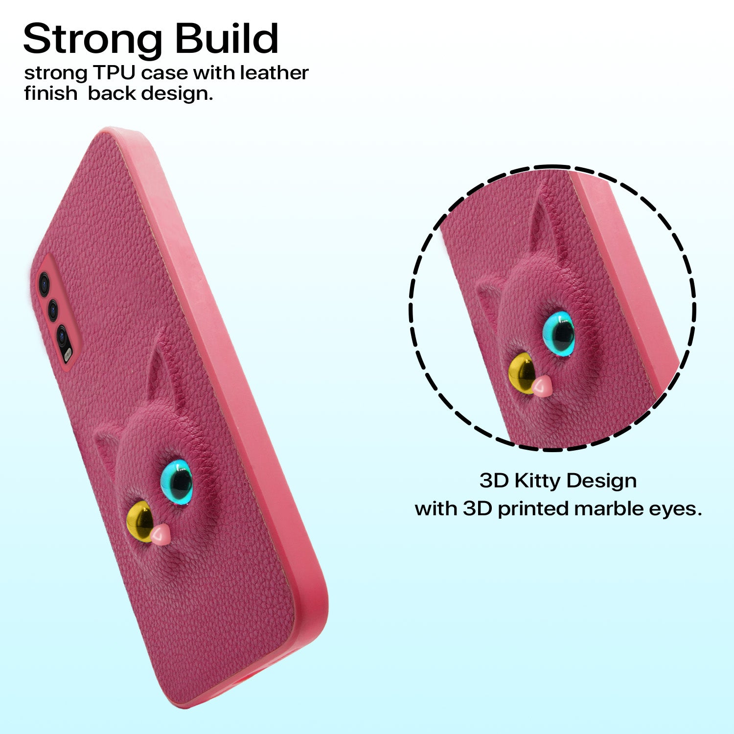 Pikkme Vivo Y20 / Vivo Y20i / Vivo Y12s Kitty Back Cover (Pink)