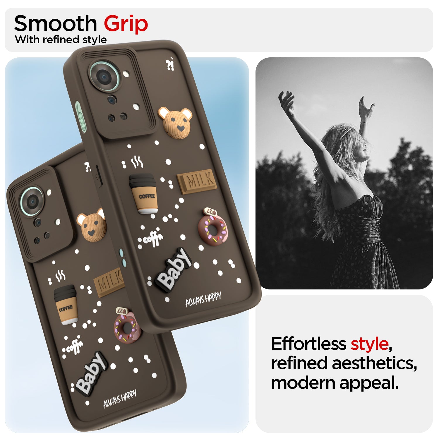 Pikkme OnePlus Nord 2T 5G Cute Fun Cartoon 3D Bear Coffee Back Cover (Brown)