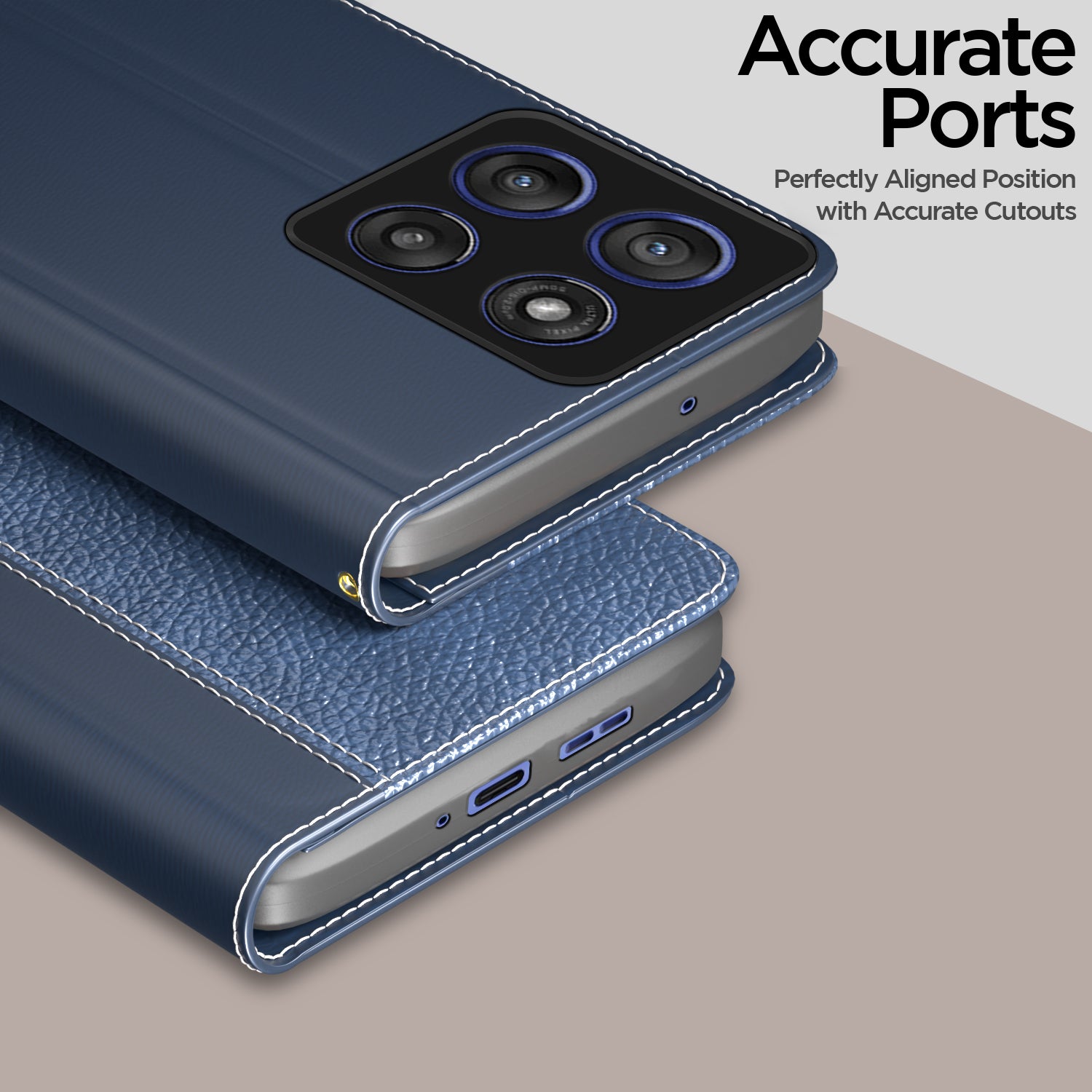 Pikkme Motorola Moto Edge 60 Pro 5G Double Contrast Flip Cover (Blue)