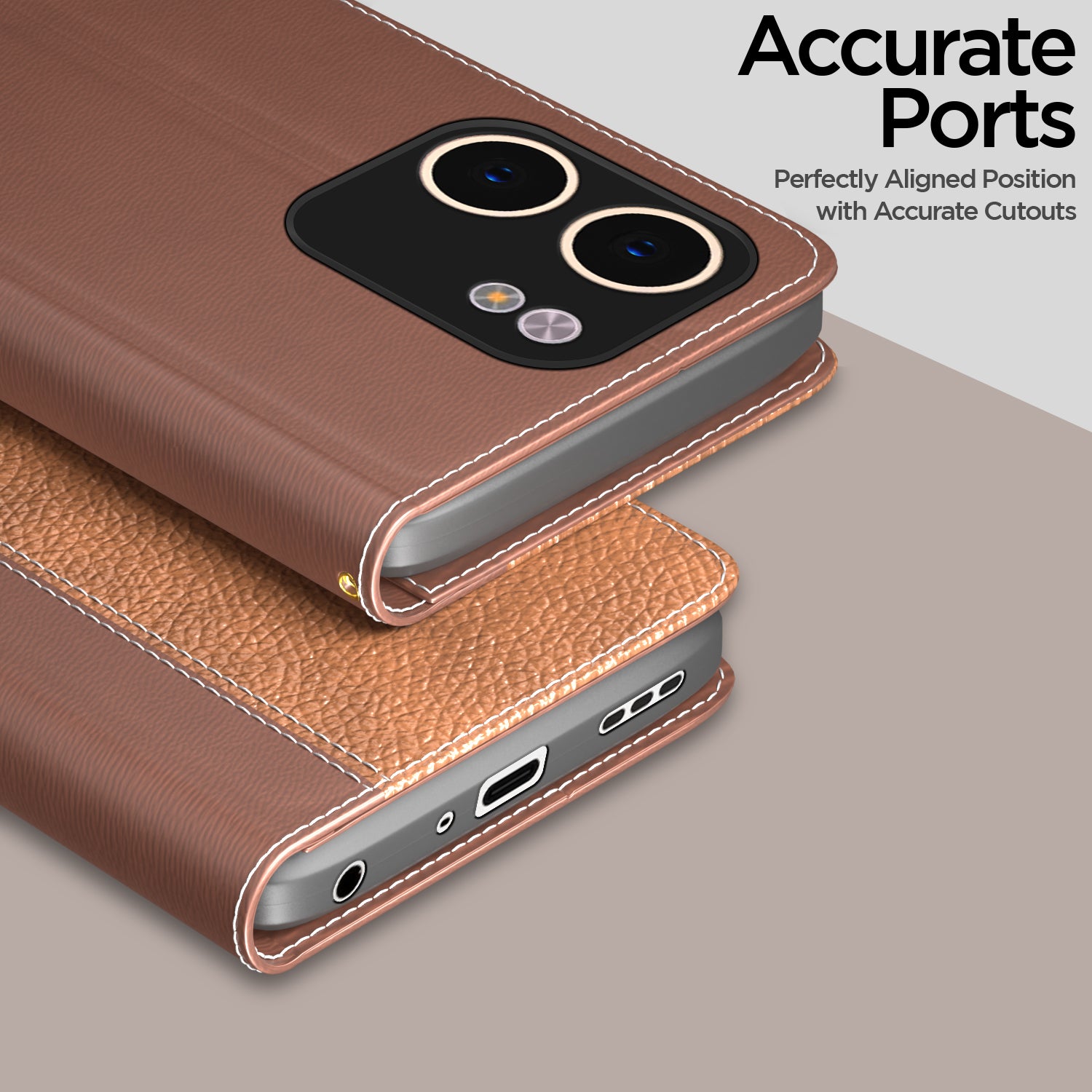 Pikkme Oppo A5x Contrast Double Flip Cover (Tan)