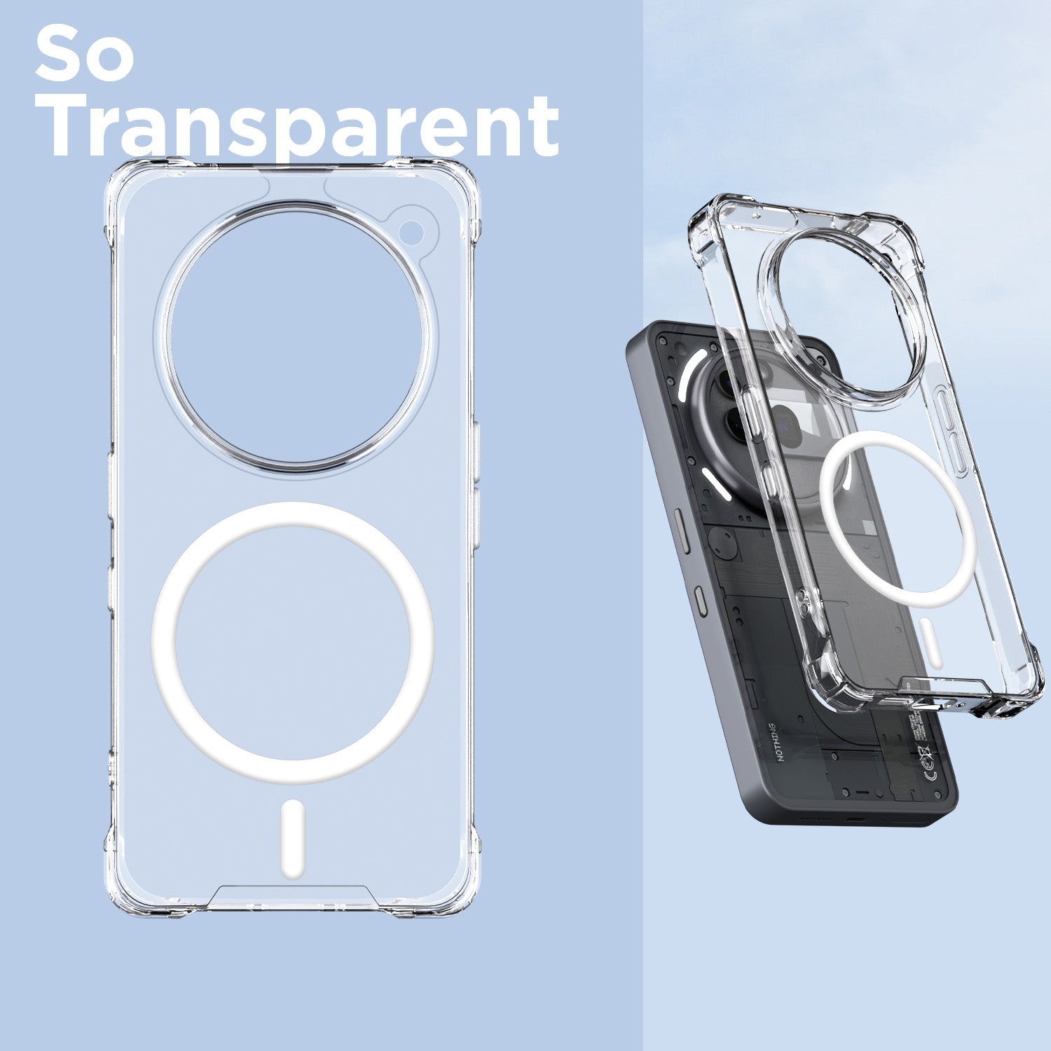 Pikkme Nothing Phone 3a Pro 5G PC + TPU Mag-Safe Clear Transparent Back Cover (Transparent)