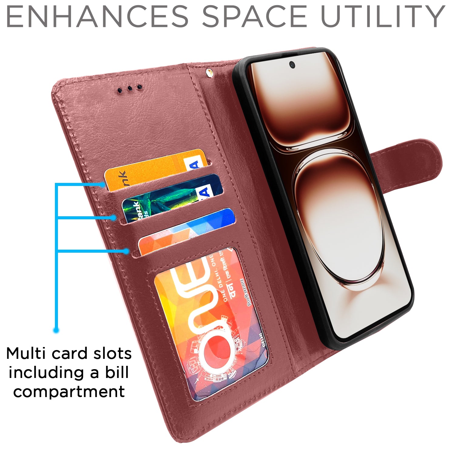 Pikkme Oppo Reno 12 5G Vintage Flip Cover (Brown)