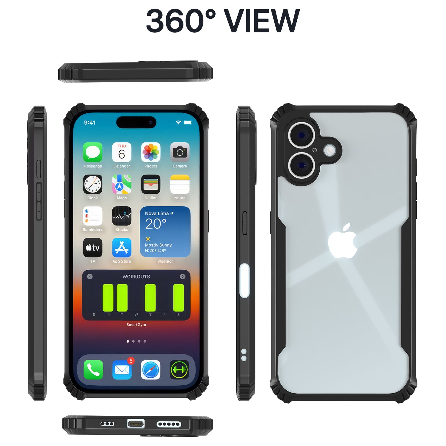 Pikkme iPhone 16 Shockproof Eagle Clear Transparent Back Cover (Black)