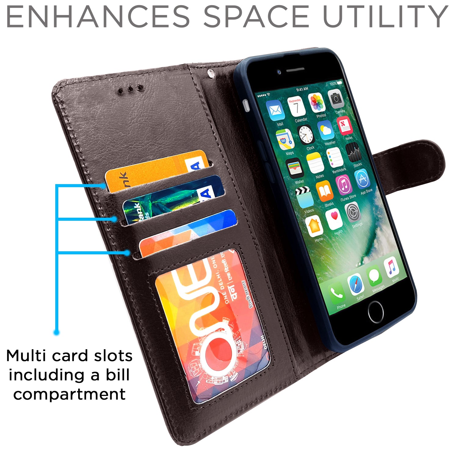 Pikkme iPhone 7/8 Vintage Flip Cover (Coffee)