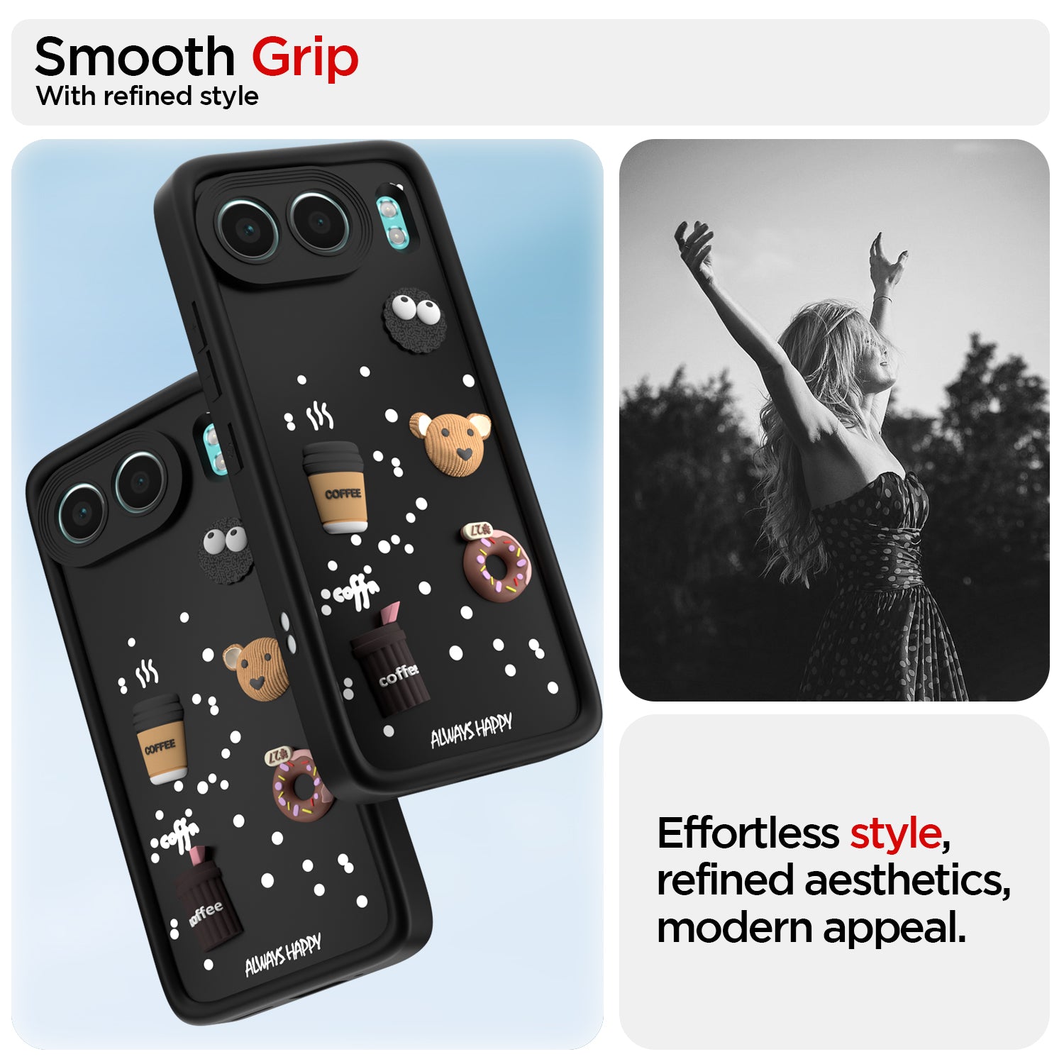 Pikkme OnePlus Nord 4 5G Cute Fun Cartoon 3D Bear Coffee Back Cover (Black)