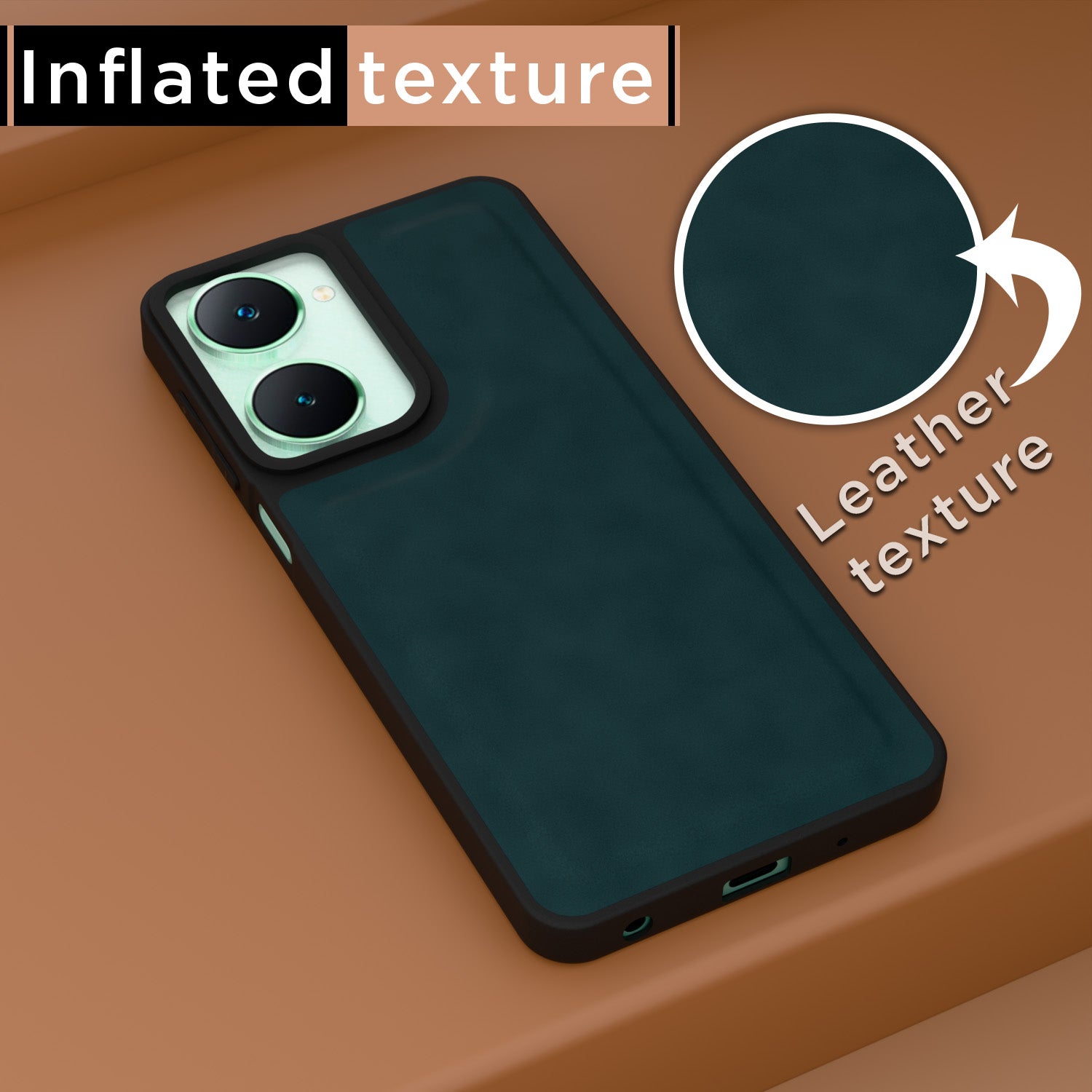 Pikkme iQOO Z9 Lite 5G | Vivo T3 Lite 5G | Vivo Y18 | Y18e | Y03 Premium Super Soft-Touch Leatherback Case (Green)