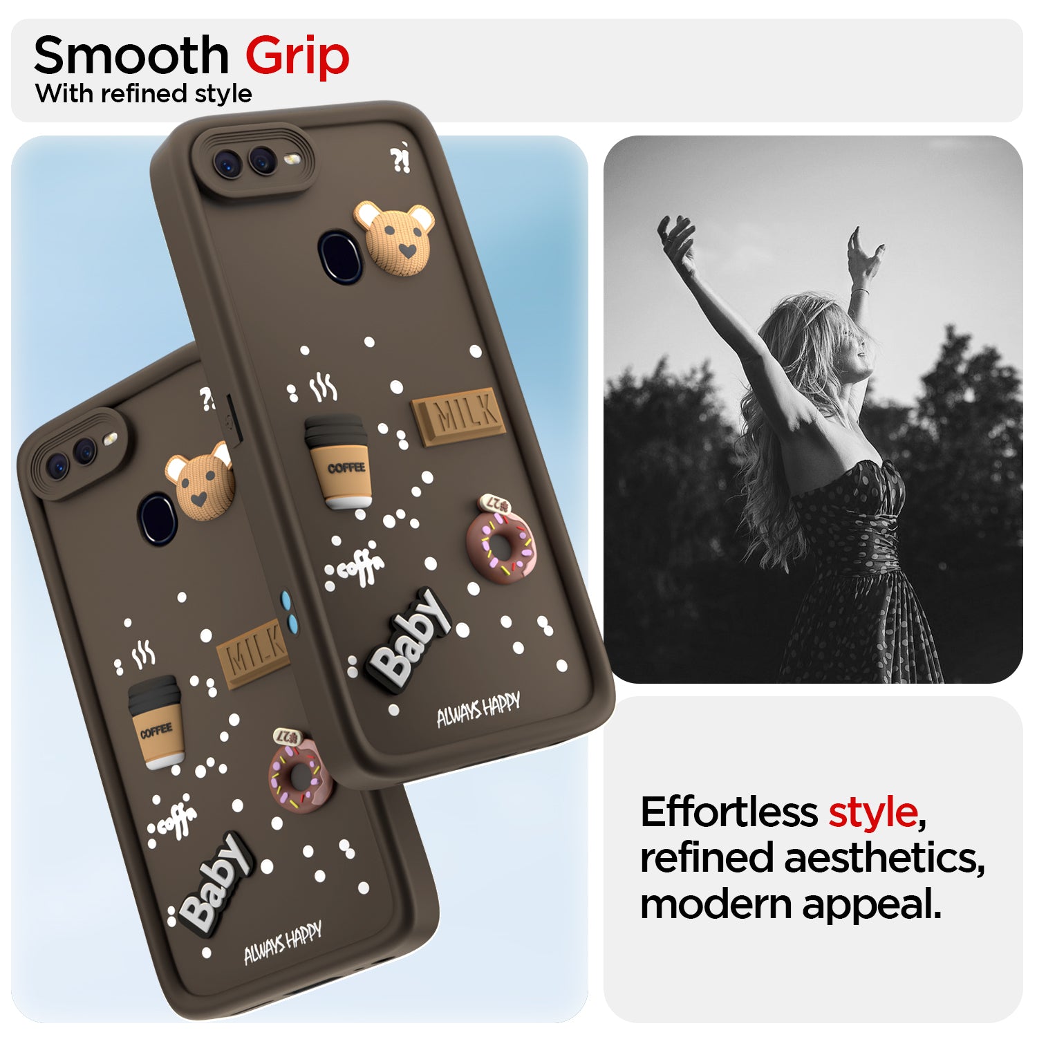 Pikkme Oppo F9 Pro/Realme 2 Pro/Realme U1 Cute Fun Cartoon 3D Bear Coffee Back Cover (Brown)