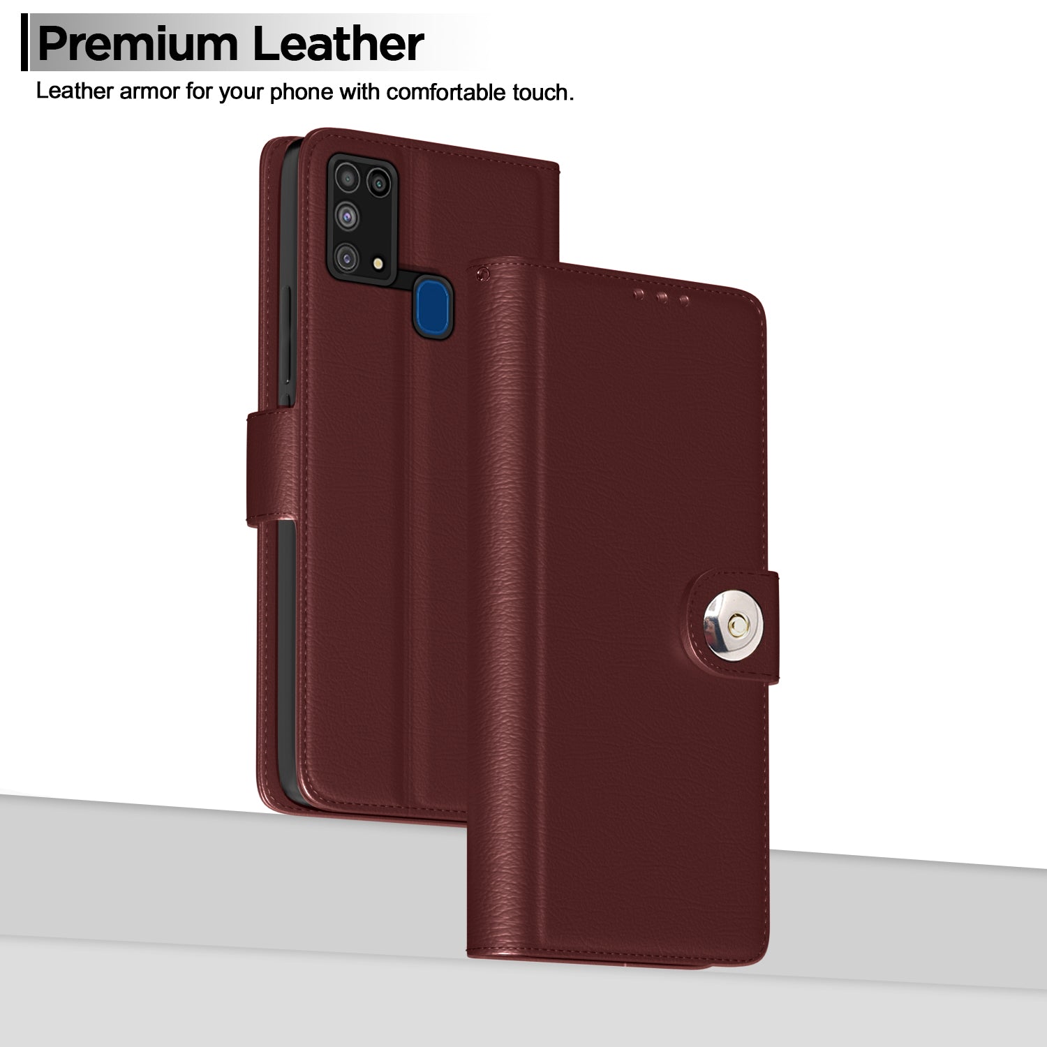 Pikkme Samsung Galaxy M31 / F41 / M31 Prime Button Flip Cover (Brown)