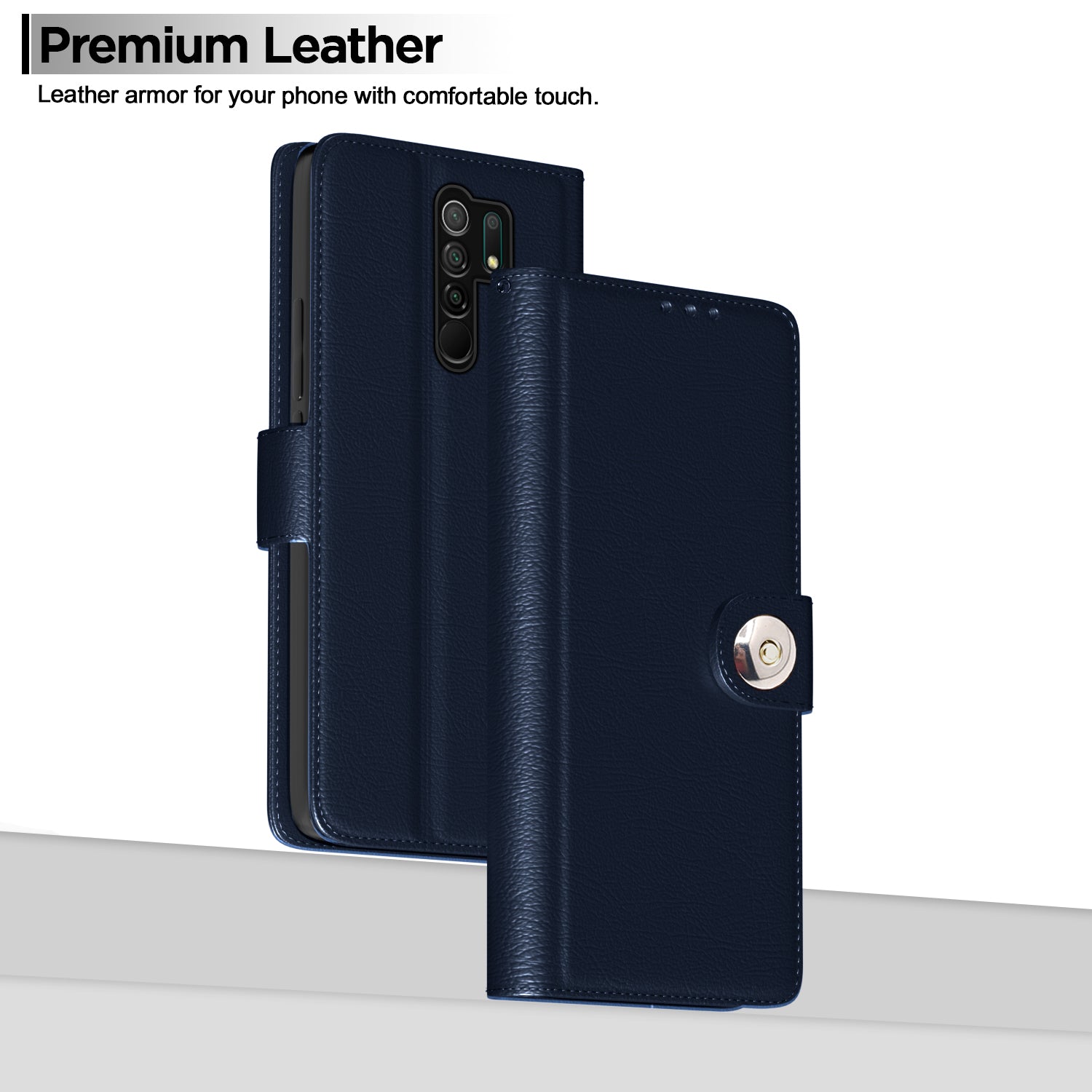 Pikkme Redmi 9 Prime / Poco M2 Button Flip Cover (Blue)