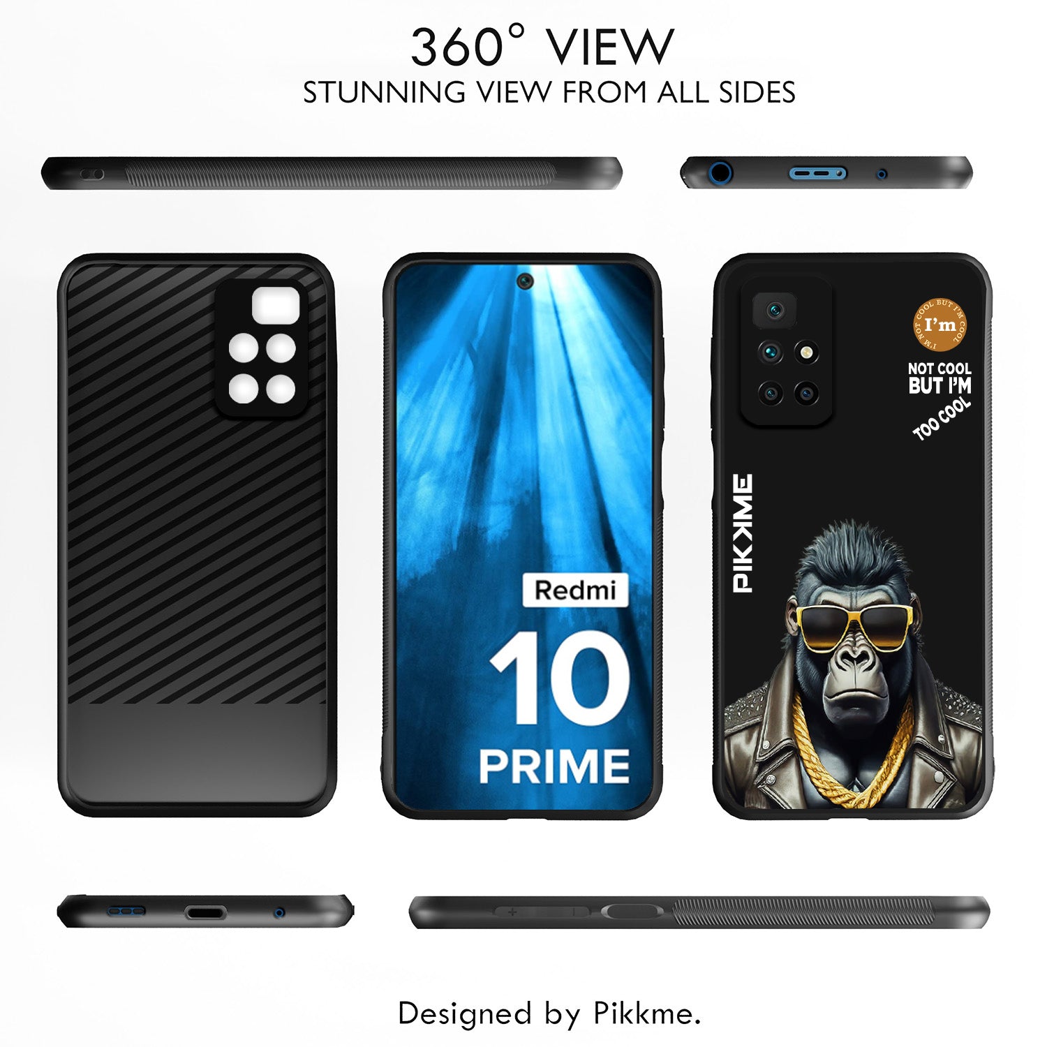 Pikkme Stylish Black Gorilla Swag Redmi 10 Prime Nim2 Back Cover (Design 07)