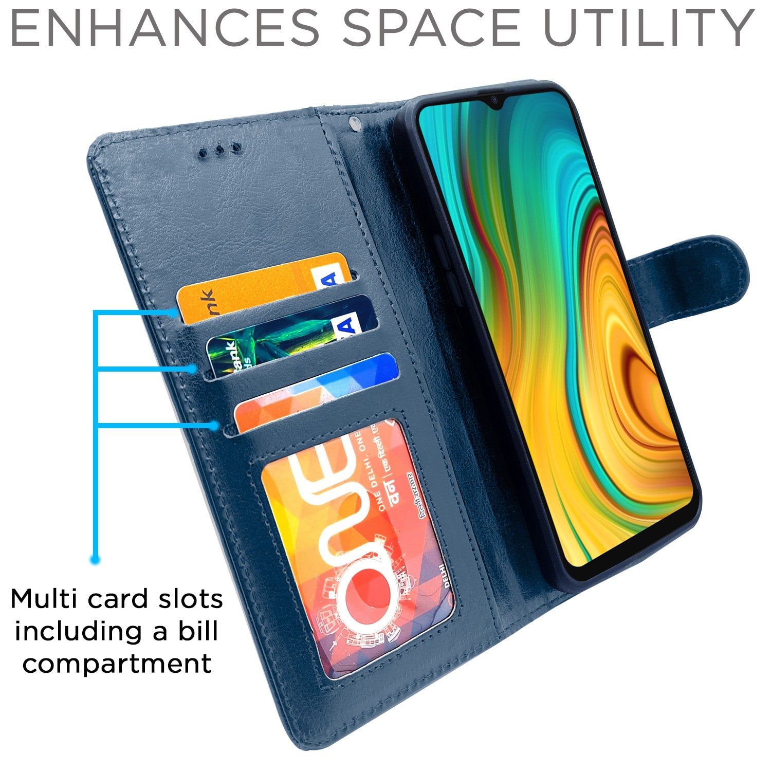 Pikkme Realme C3 Vintage Flip Cover | Blue