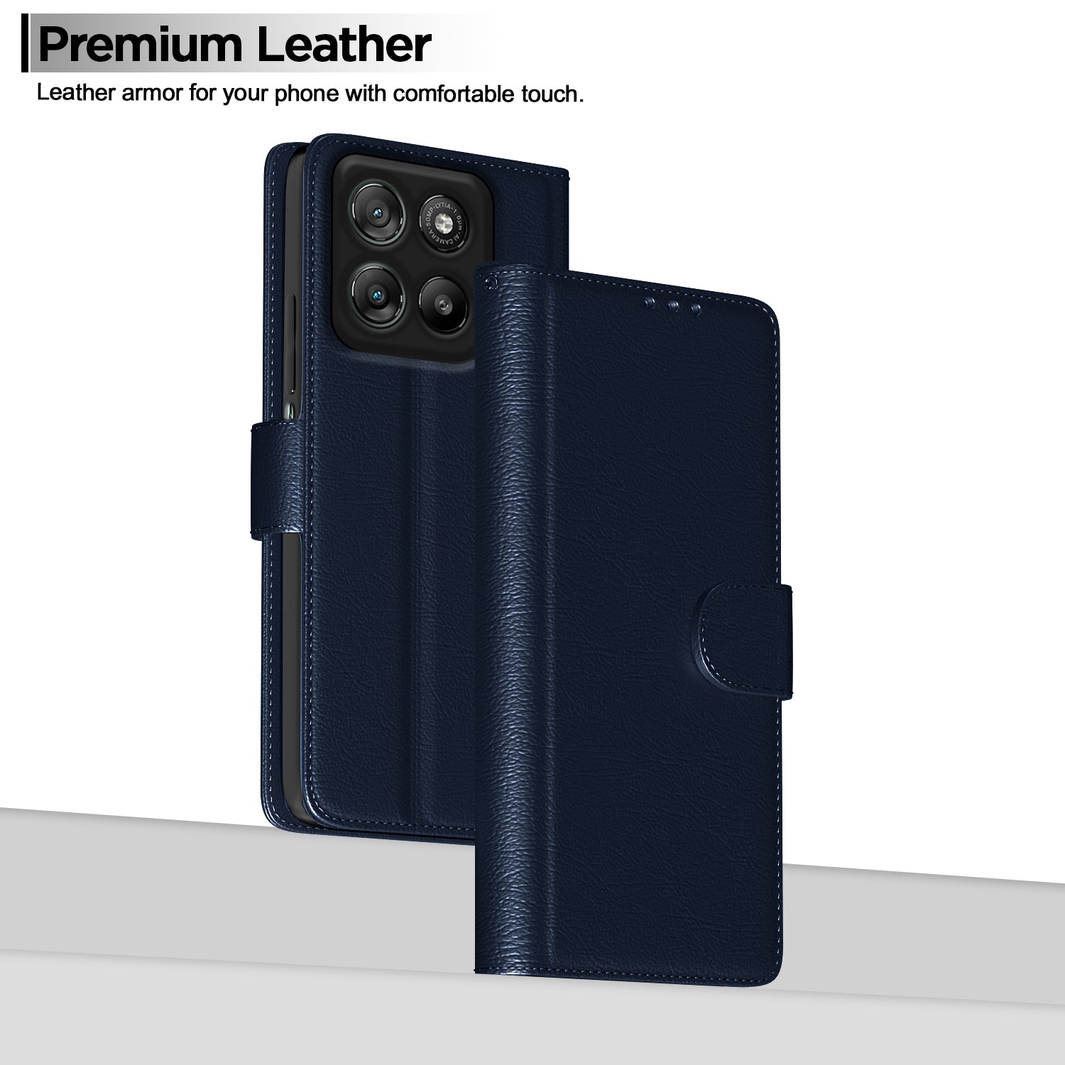 Pikkme Motorola Moto G67 Power 5G / G57 Power 5G Premium Leather Finish Vintage Flip Cover (Blue)