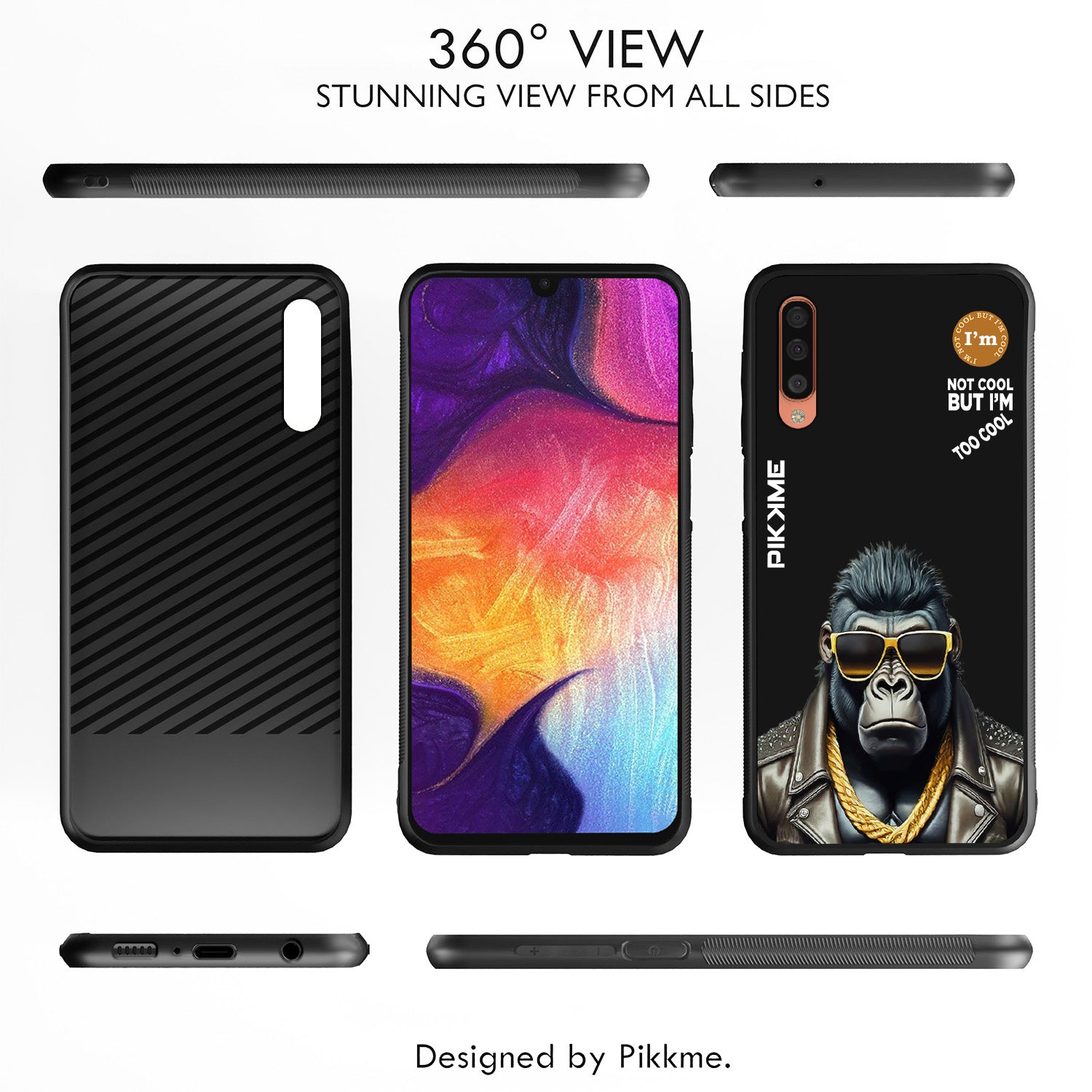 Pikkme Stylish Black Gorilla Swag Samsung Galaxy A50 Back Cover (Design 07)