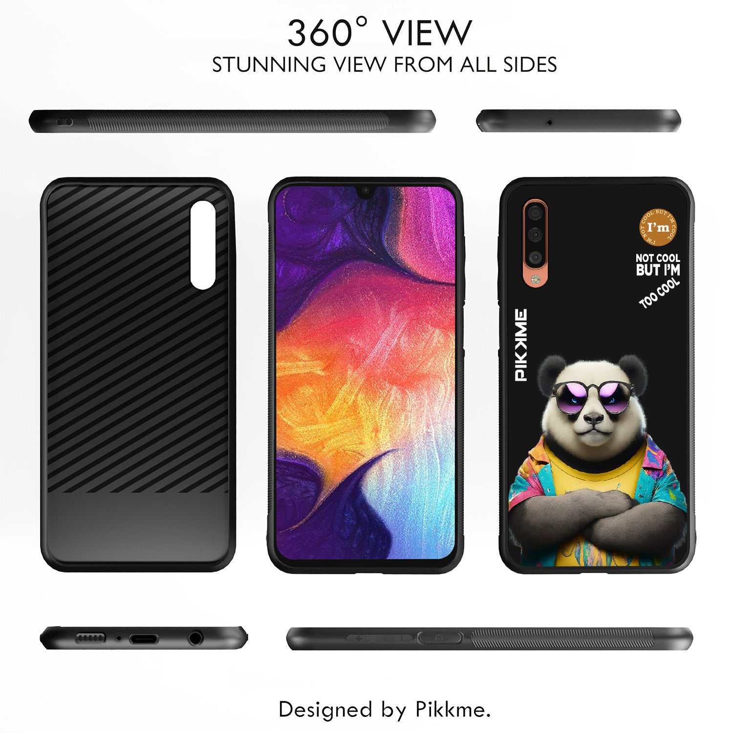 Pikkme Stylish Black Panda Swag Samsung Galaxy A50 Back Cover (Design 05)