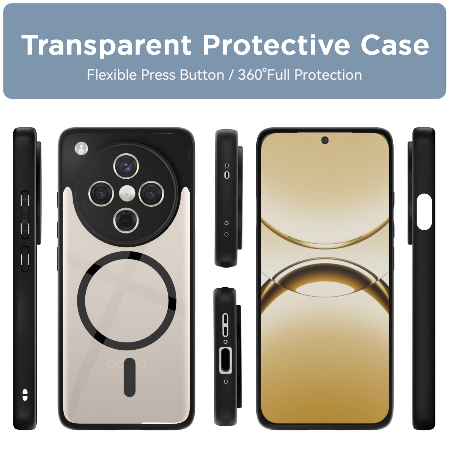 Pikkme Oppo Find X8 5G Eagle 2 Mag-Safe Shockproof Hard Transparent Back Cover (Black)