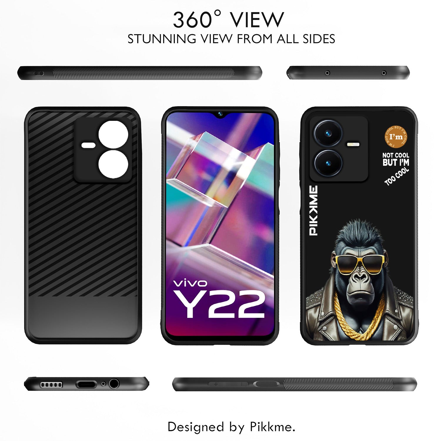 Pikkme Black Gorilla Swag Vivo Y22 Nim2 Back Cover (Design 07)