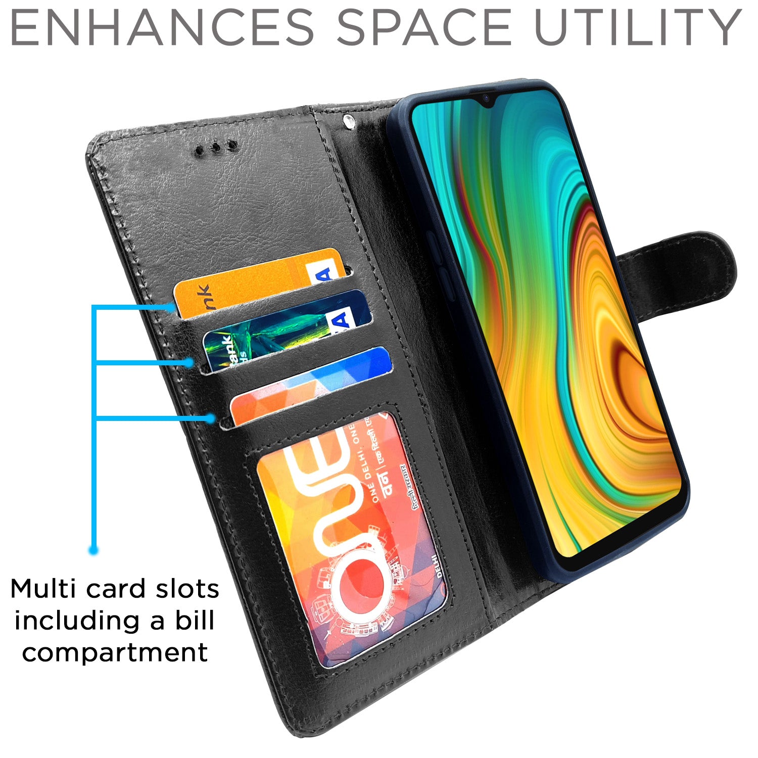 Pikkme Realme C3 Vintage Flip Cover | Black