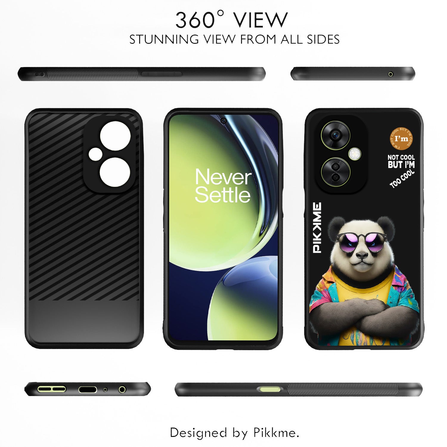 Pikkme Back Cover Pc Tpu + Printed Cool Funky Stylish Black Panda Swag Raised Edges Camera Protection |Bumper Case For OnePlus Nord Ce 3 Lite 5G
