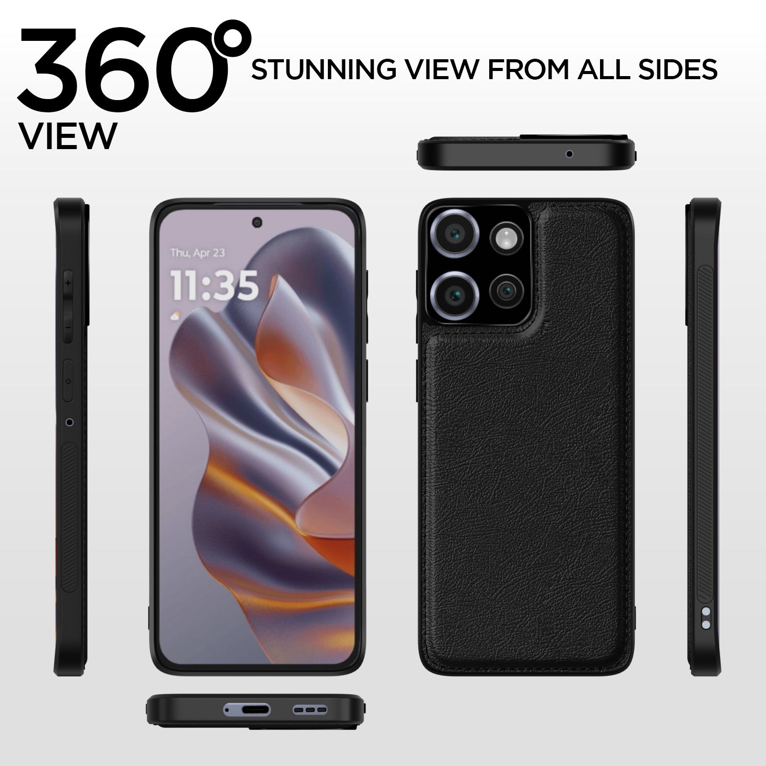 Pikkme Moto Edge 50 5G Leatherback Back Case | Black
