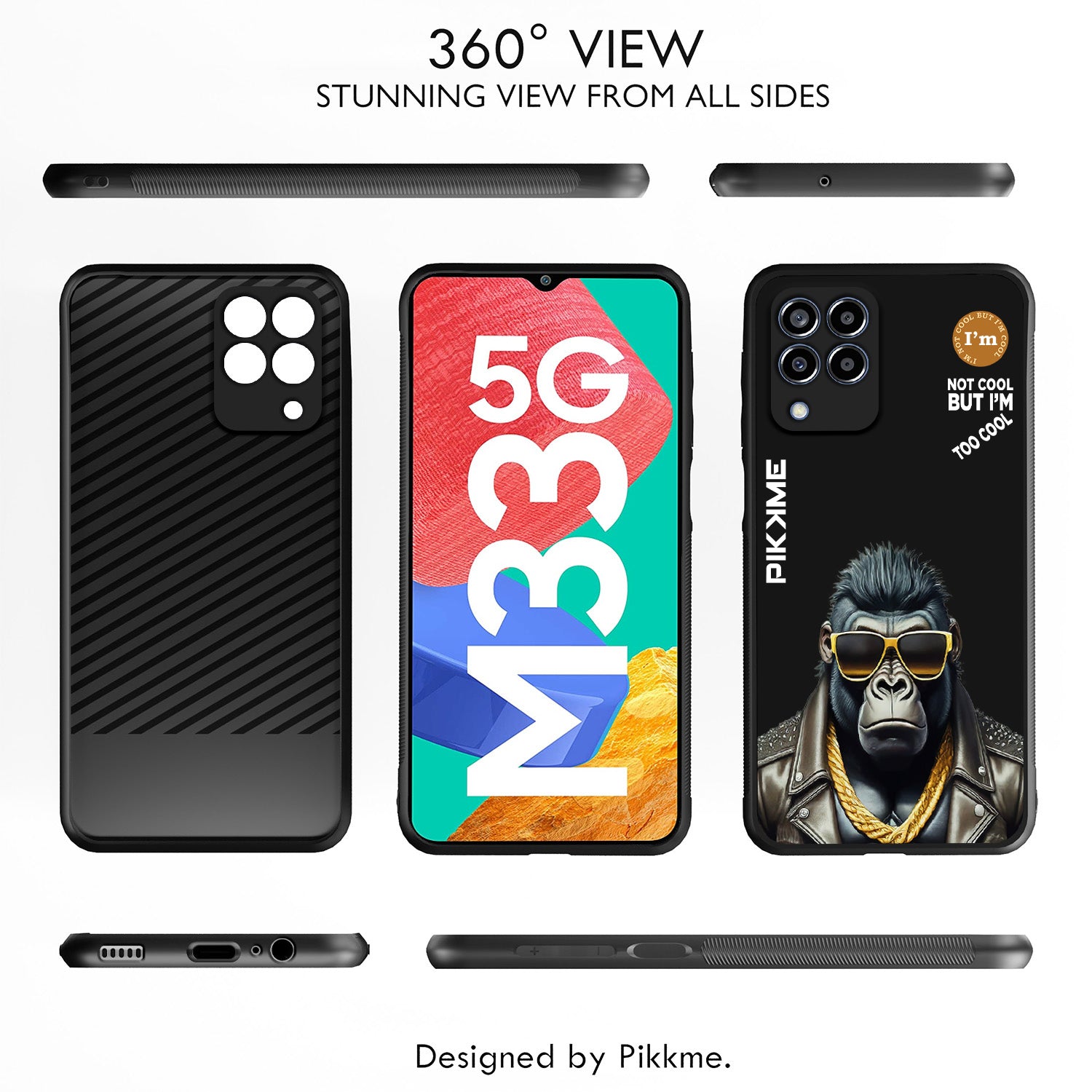 Pikkme Black Gorilla Swag Samsung Galaxy M33 5G Nim2 Back Cover (Design 07)
