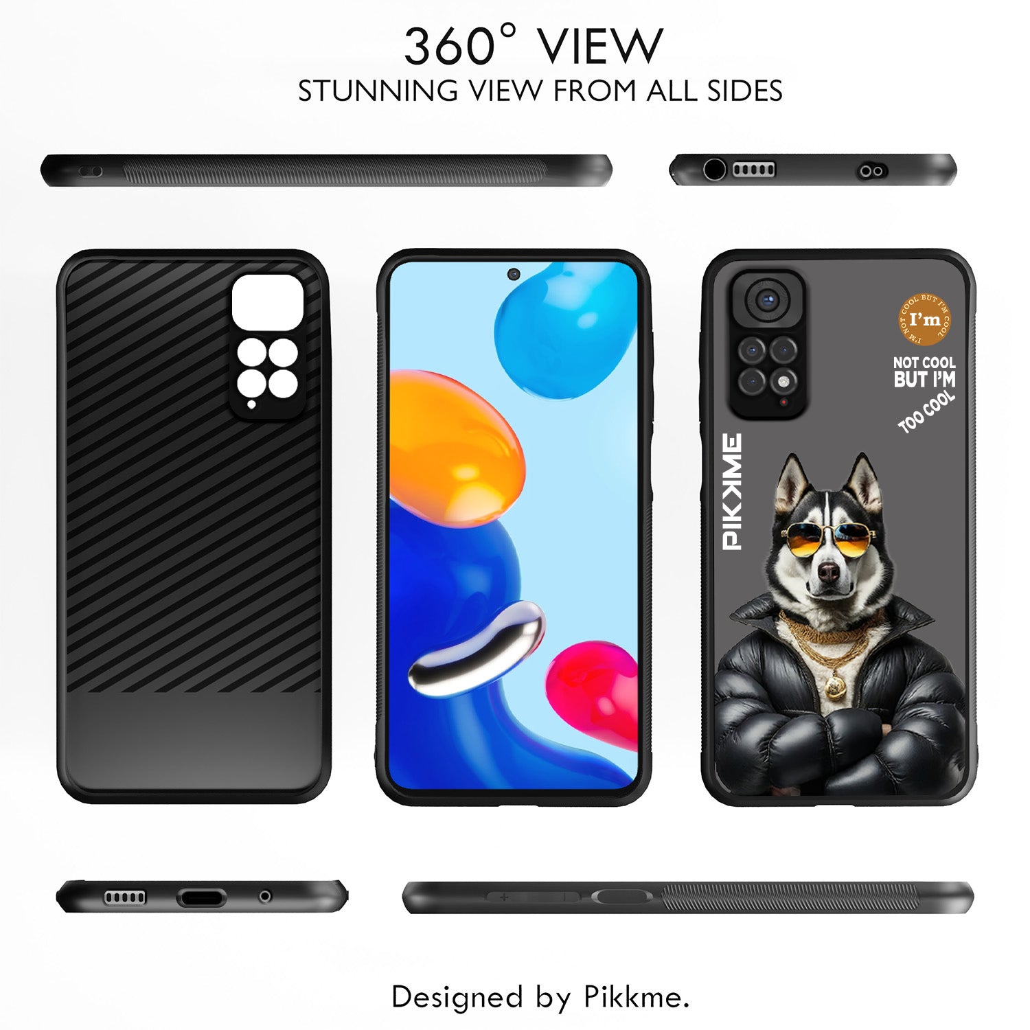 Pikkme Back Cover Pc Tpu + Printed Cool Funky Stylish Grey Dog Swag Raised Edges Camera Protection |Bumper Case For Redmi Note 11 (Design 02)