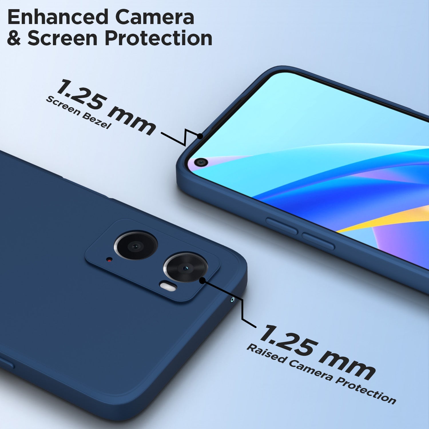 Pikkme Oppo A76 / Oppo A96 / Oppo A36 Liquid Silicone Back Cover | Blue