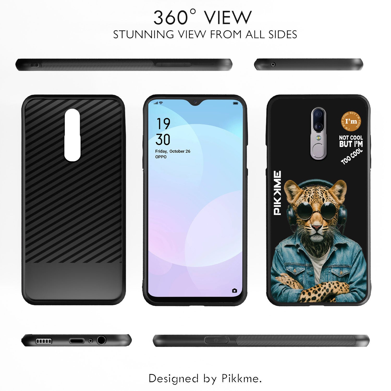 Pikkme Back Cover Pc Tpu + Printed Cool Funky Stylish Black Leopard Swag Raised Edges Camera Protection |Bumper Case For Oppo F11 (Design 04)