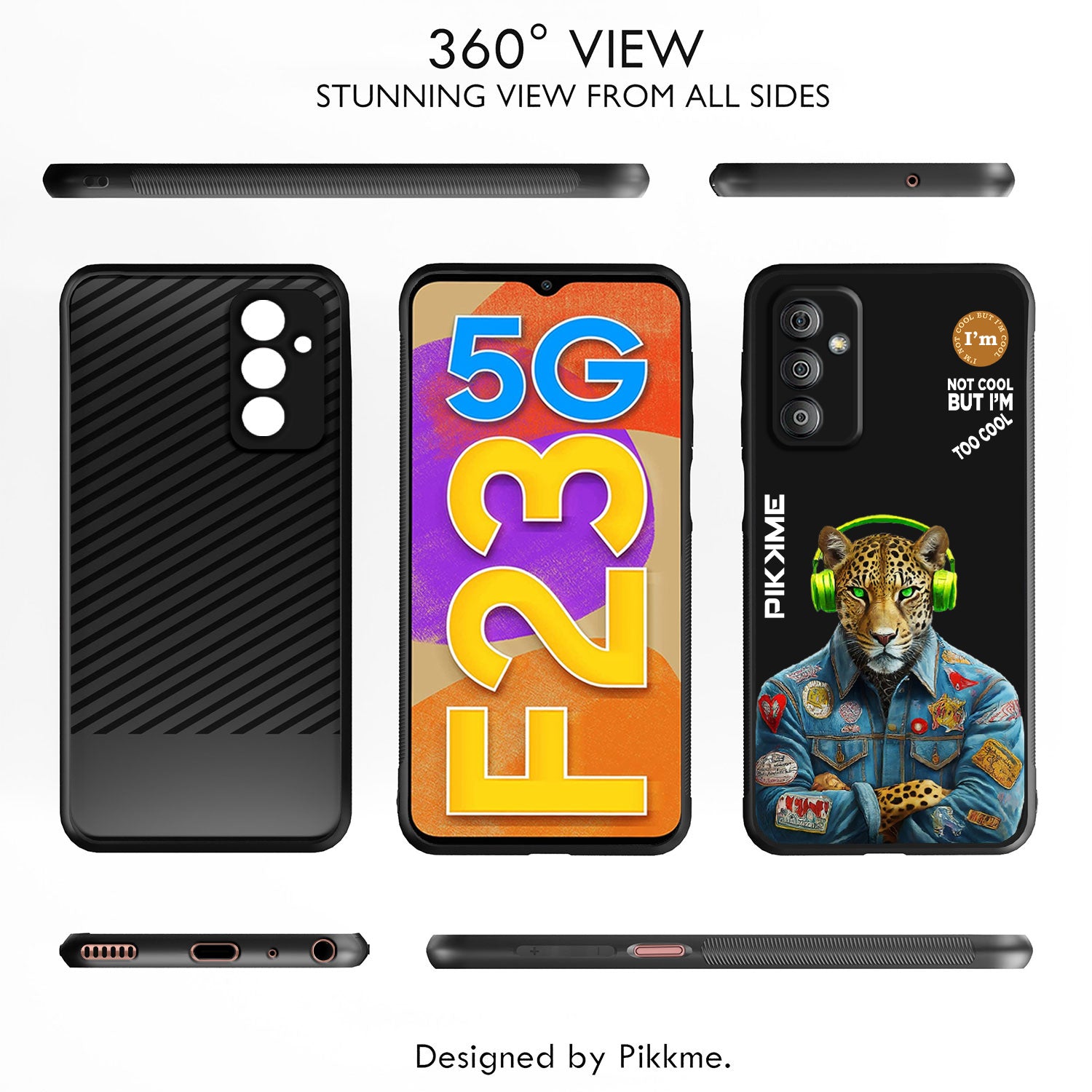 Pikkme Stylish Black Leopard Swag Samsung Galaxy F23 5G Back Cover (Design 03)