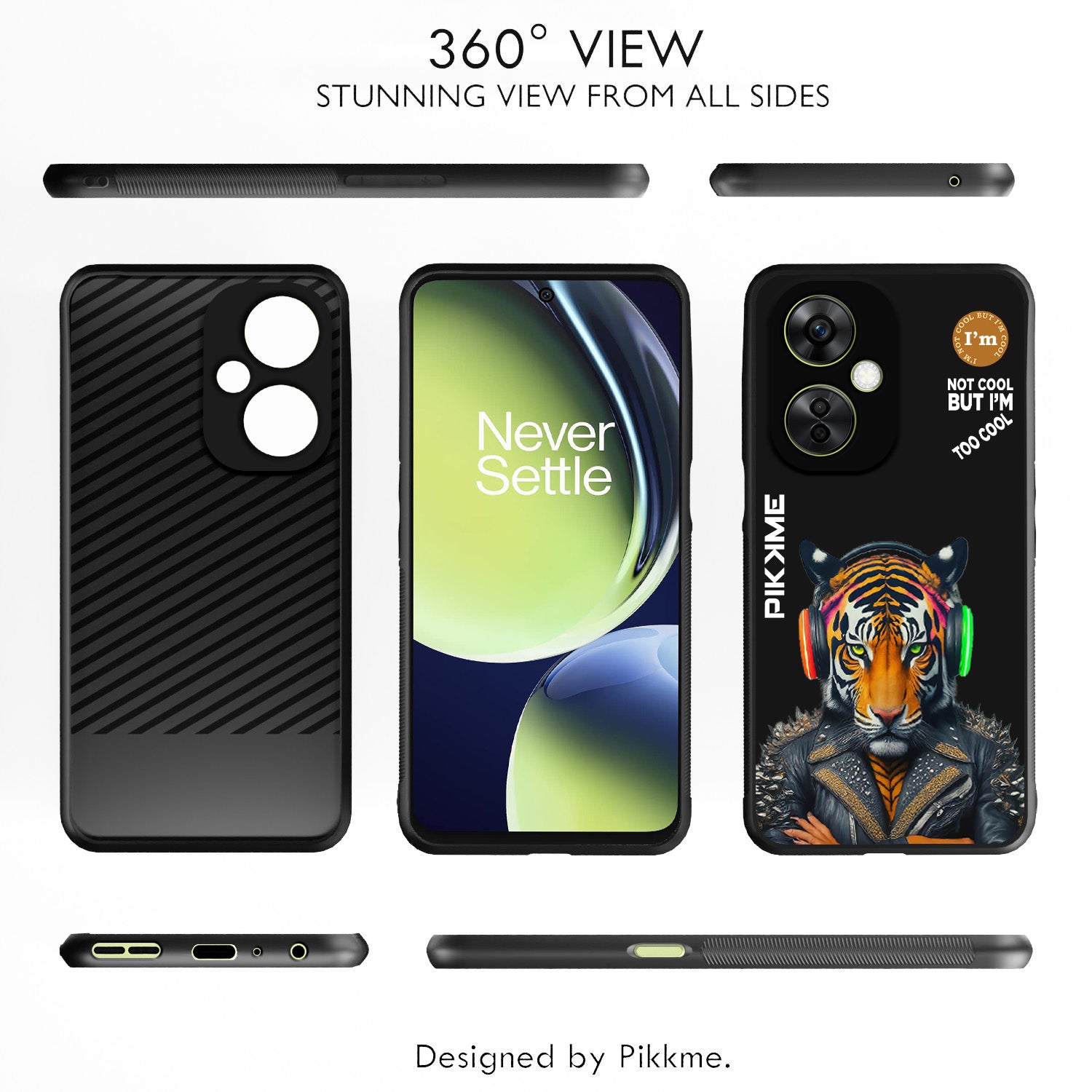 Pikkme Back Cover Pc Tpu + Printed Cool Funky Stylish Black Tiger Swag Raised Edges Camera Protection |Bumper Case For OnePlus Nord Ce 3 Lite 5G