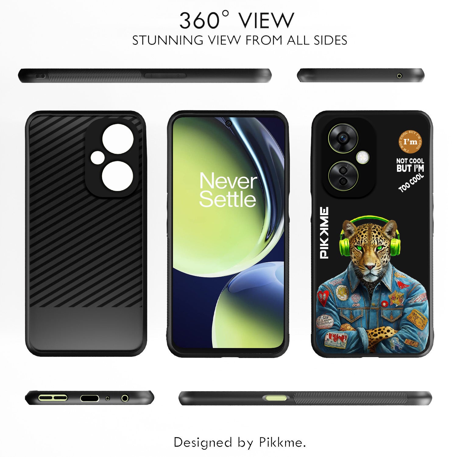 Pikkme Back Cover Pc Tpu + Printed Cool Funky Stylish Black Leopard Swag Raised Edges Camera Protection |Bumper Case For OnePlus Nord Ce 3 Lite 5G