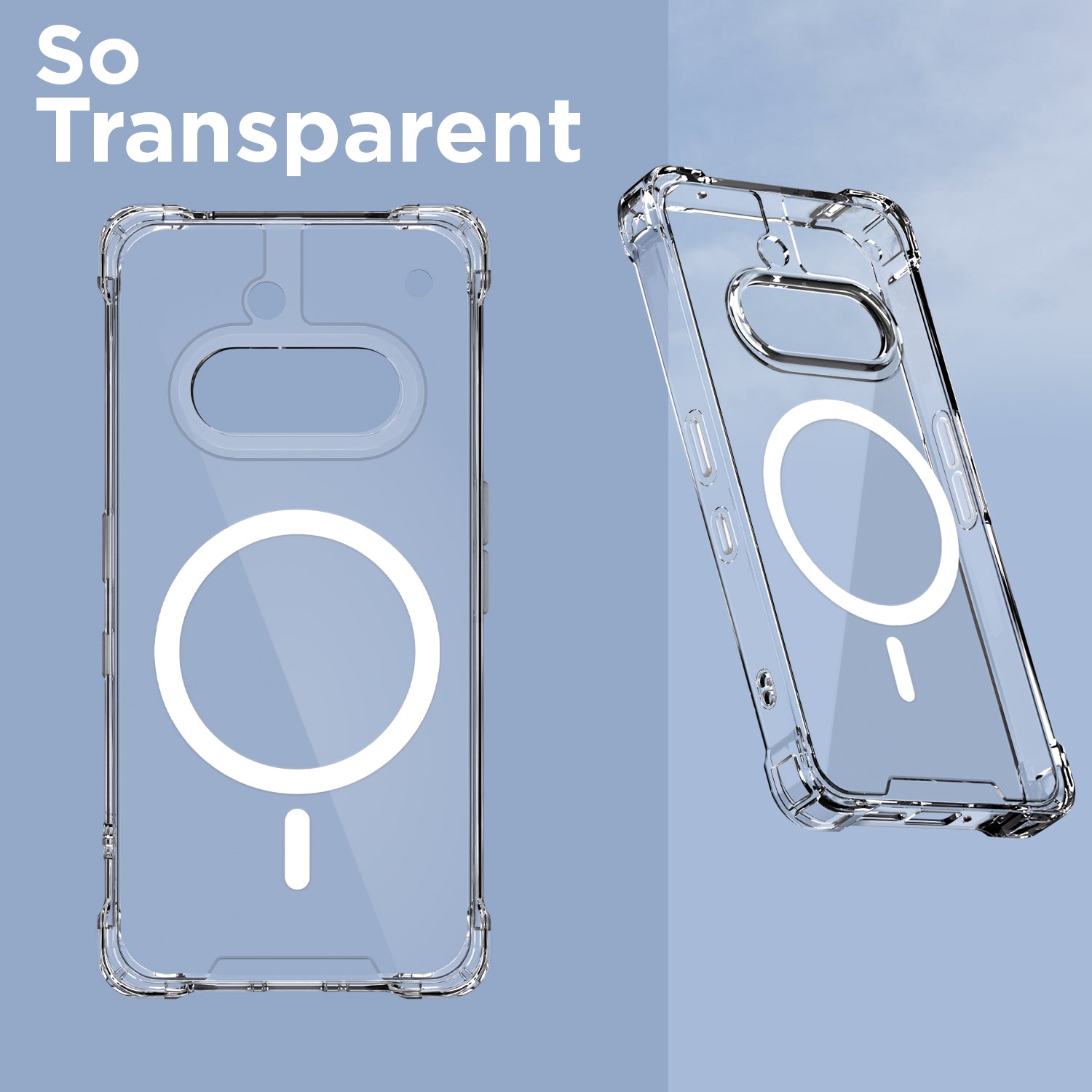 Pikkme Nothing Phone 3a 5G PC + TPU Mag-Safe Clear Transparent Back Cover (Transparent)