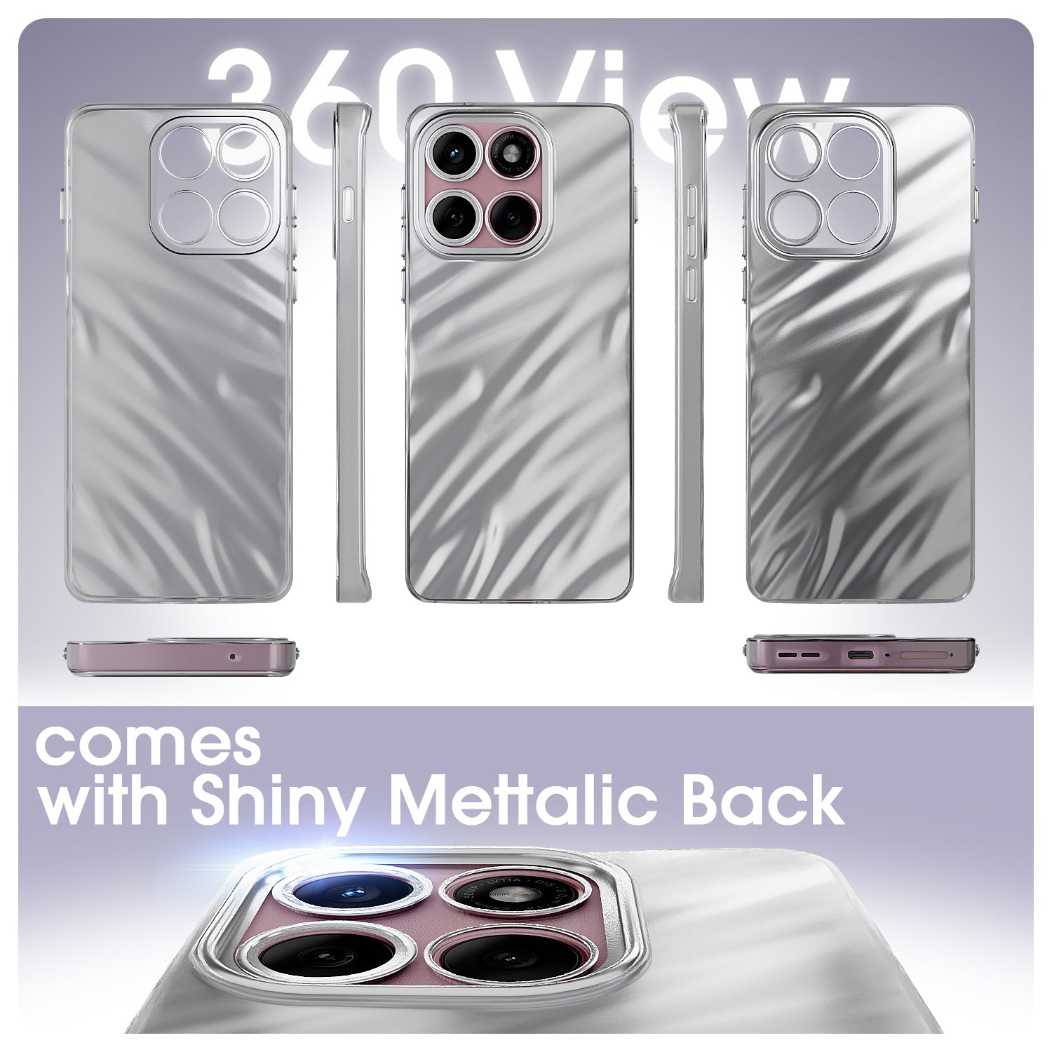 Pikkme Motorola Moto Edge 60 5G / Motorola Moto Edge 60 Fusion 5G Swirl Design Silver Forest Back Cover (Silver)