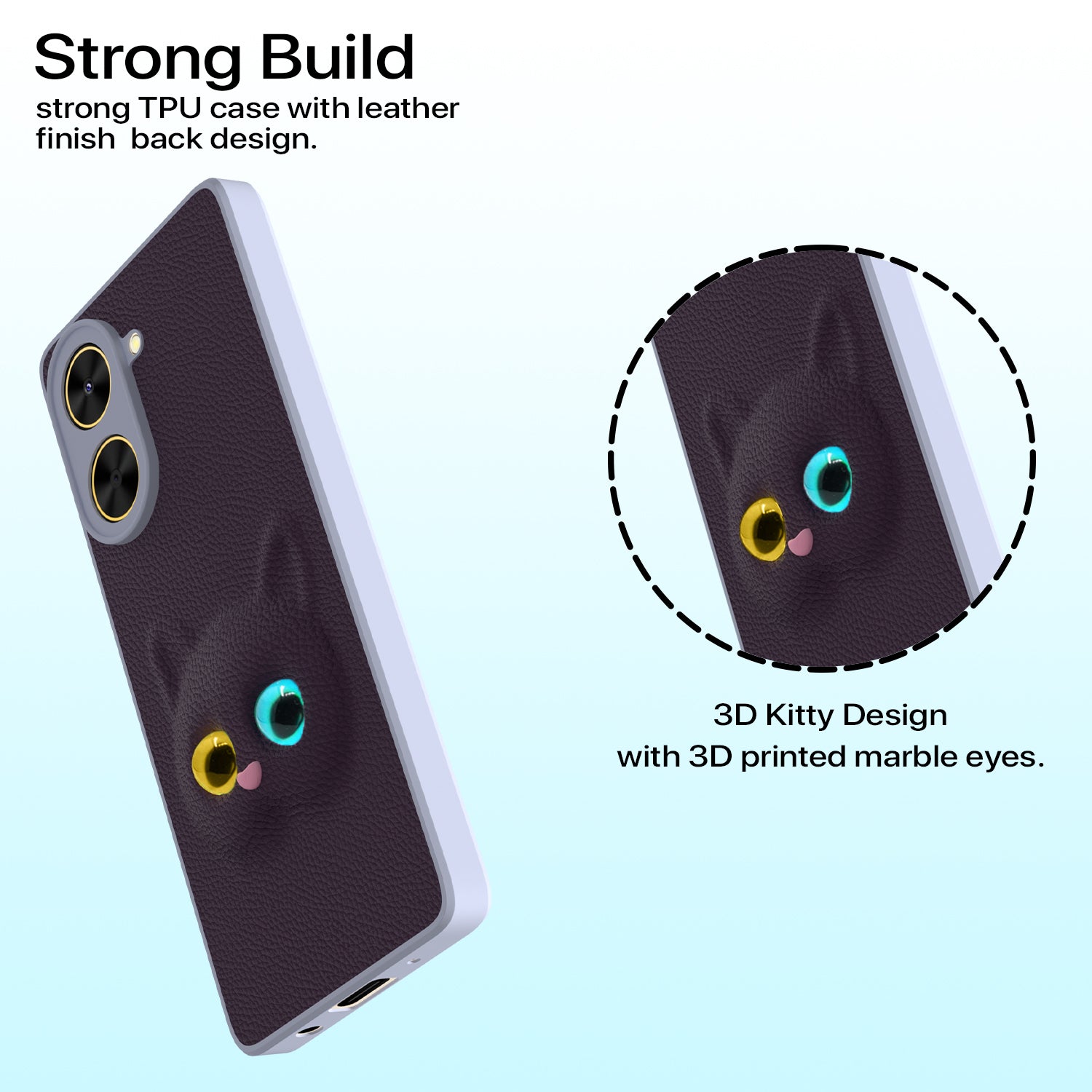 Pikkme Poco C71 / Redmi A5 Kitty Back Cover (Purple)