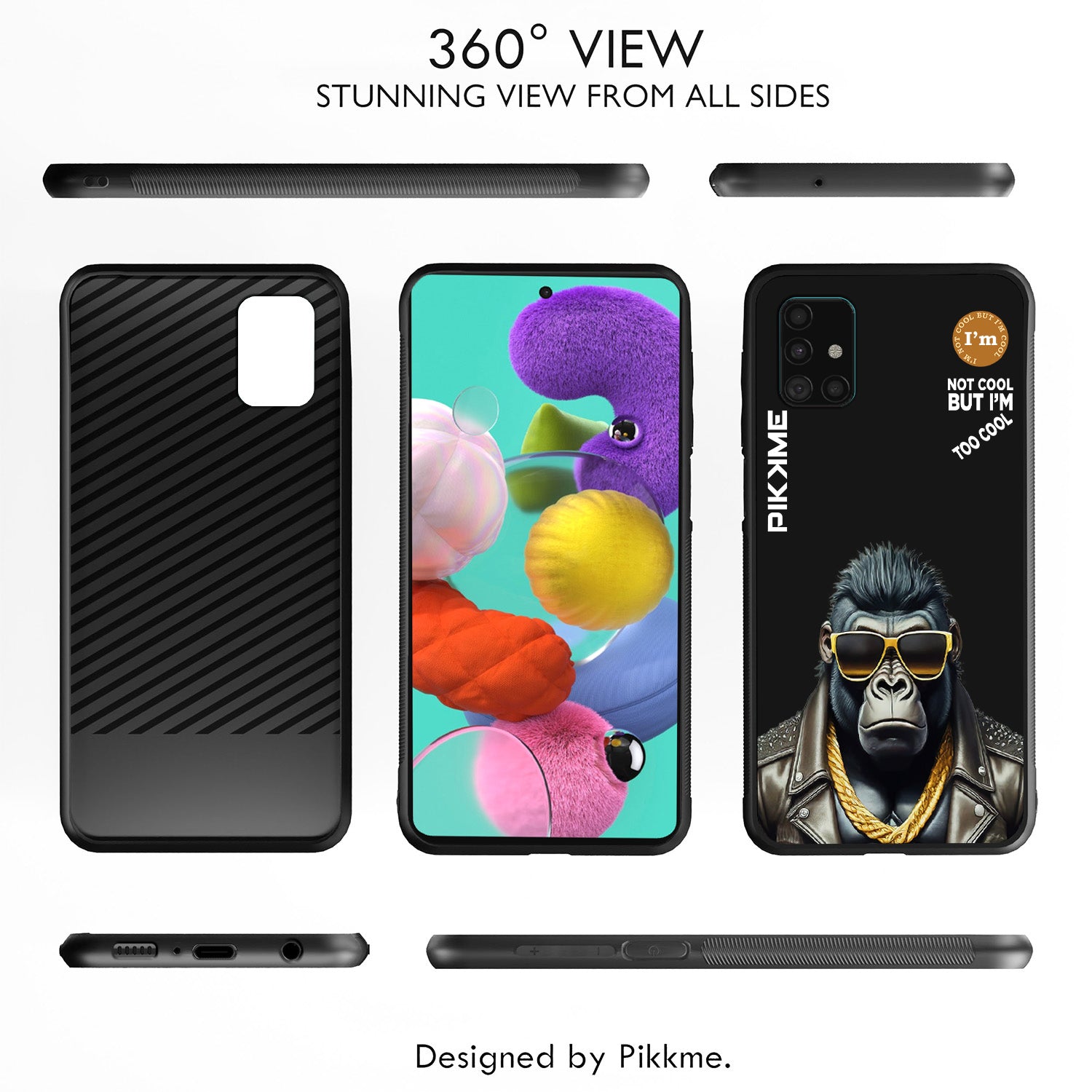 Pikkme Stylish Black Gorilla Swag Samsung Galaxy A51 Back Cover (Design 07)