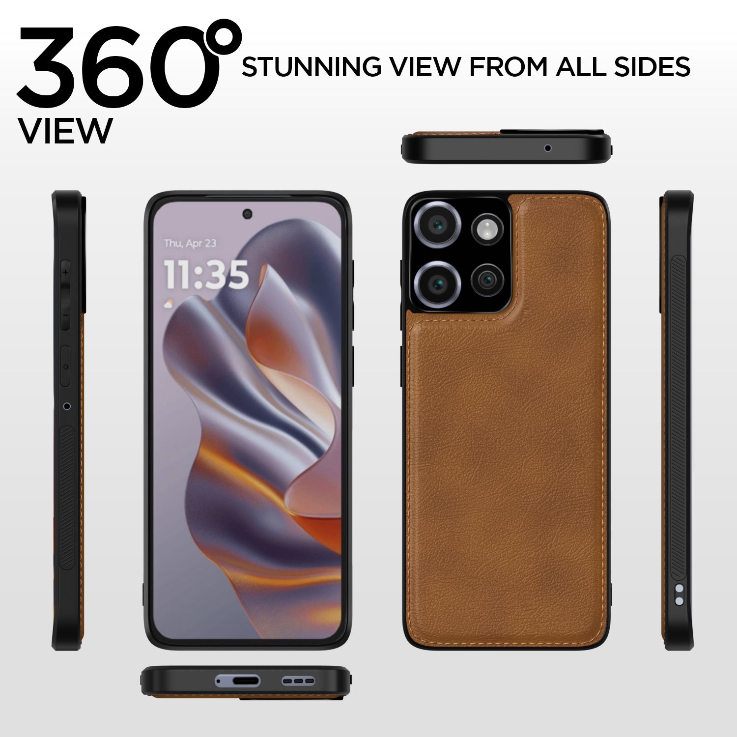 Pikkme Moto Edge 50 5G Leather Back Case | Brown