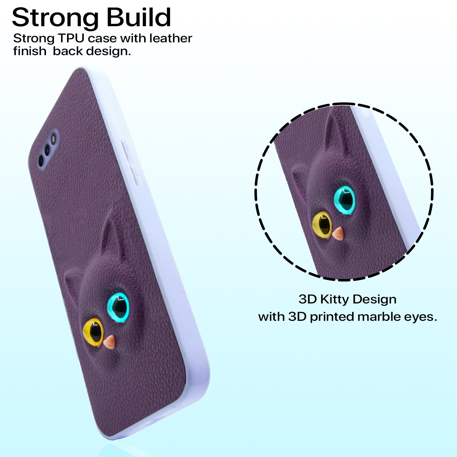 Pikkme Oppo A3s / Realme C1 Kitty Back Cover (Purple)