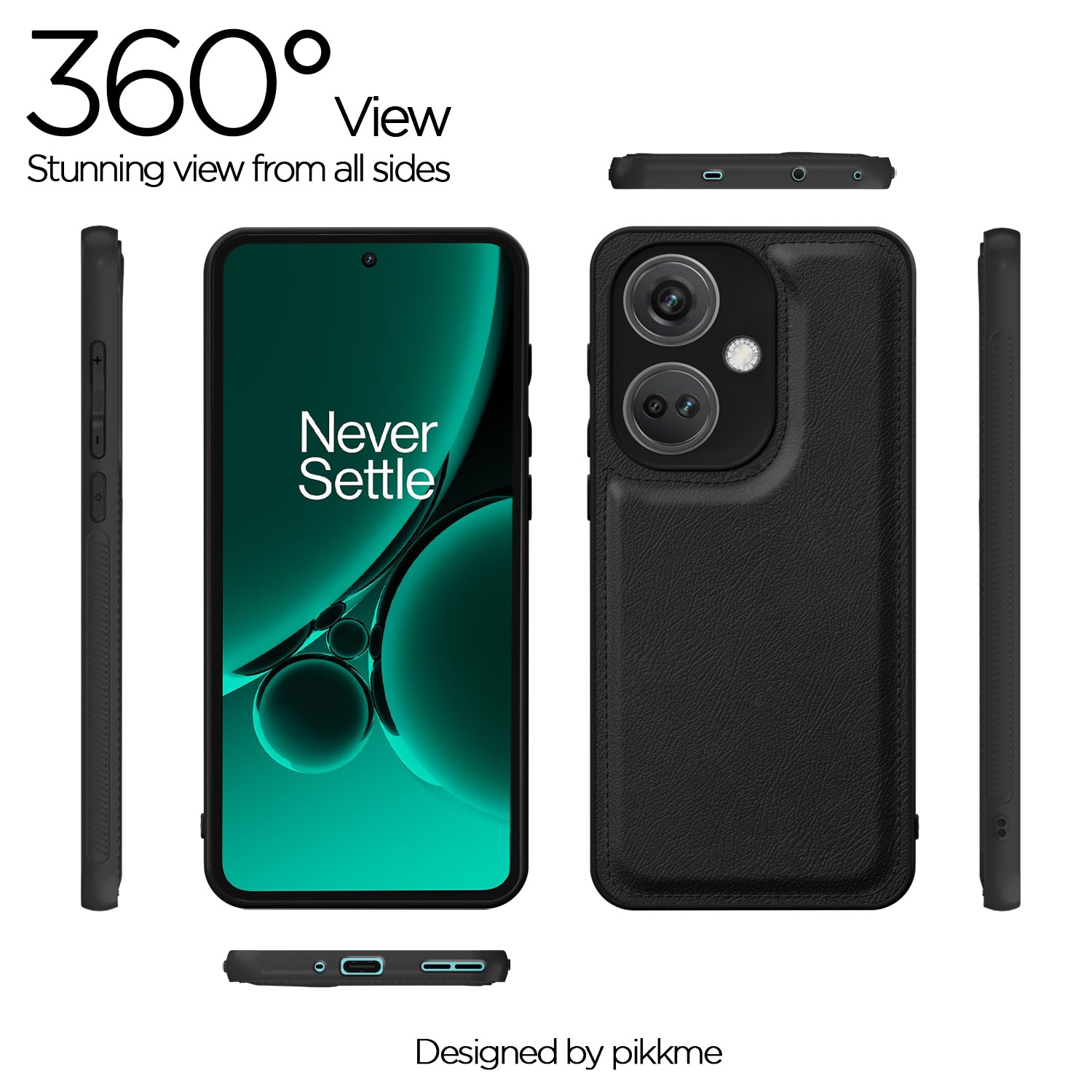 Pikkme OnePlus Nord Ce 3 5G Leather Back Case | Black