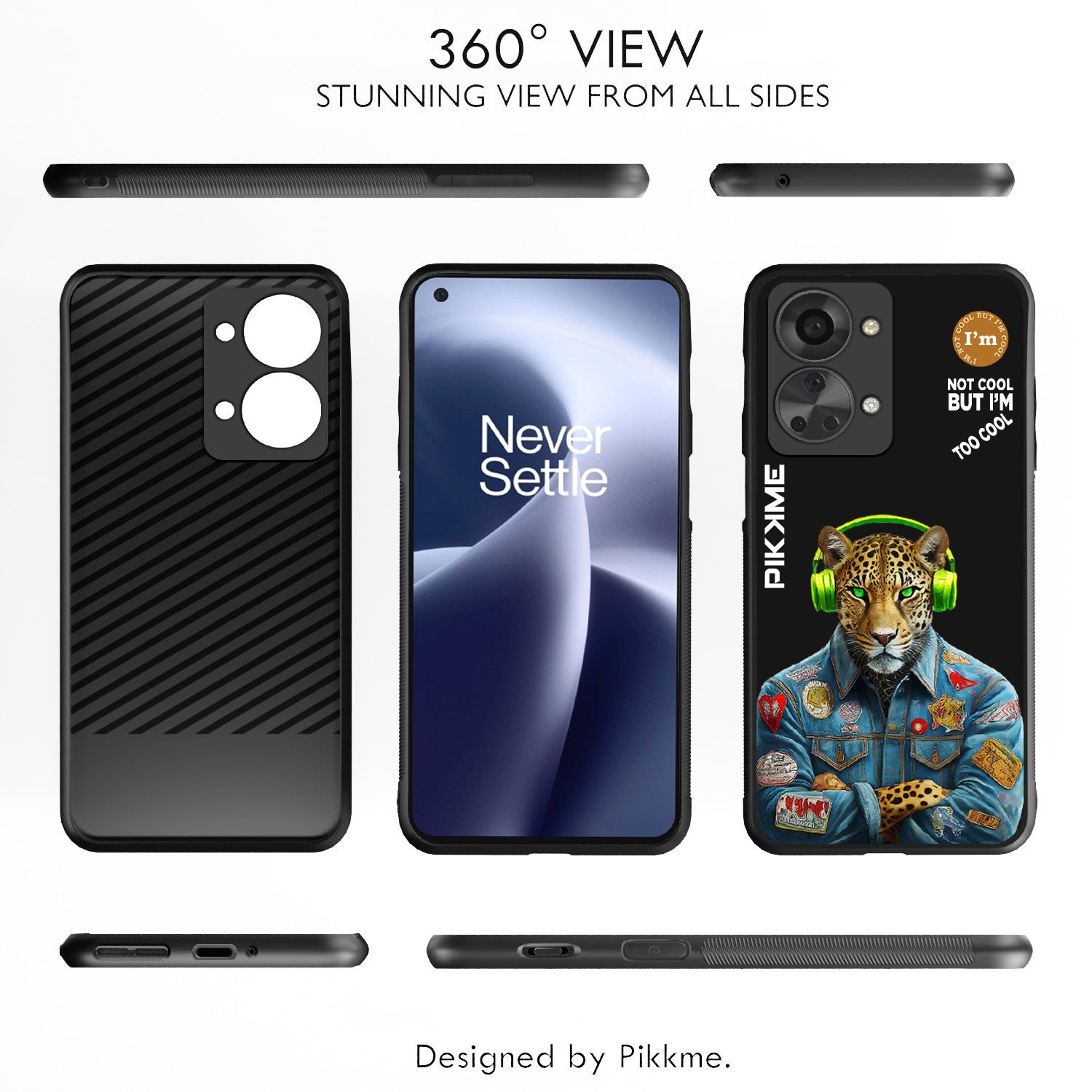 Pikkme Back Cover Pc Tpu + Printed Cool Funky Stylish Black Leopard Swag Raised Edges Camera Protection |Bumper Case For OnePlus Nord 2T 5G