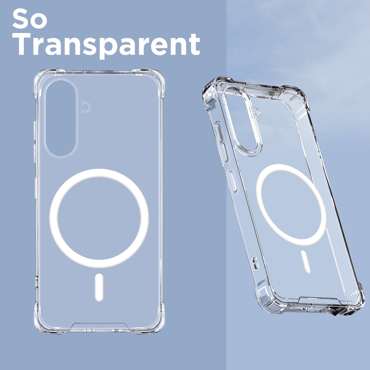 Pikkme Samsung Galaxy A56 5G Mag-Safe Shockproof PC + TPU Back Cover (Transparent)