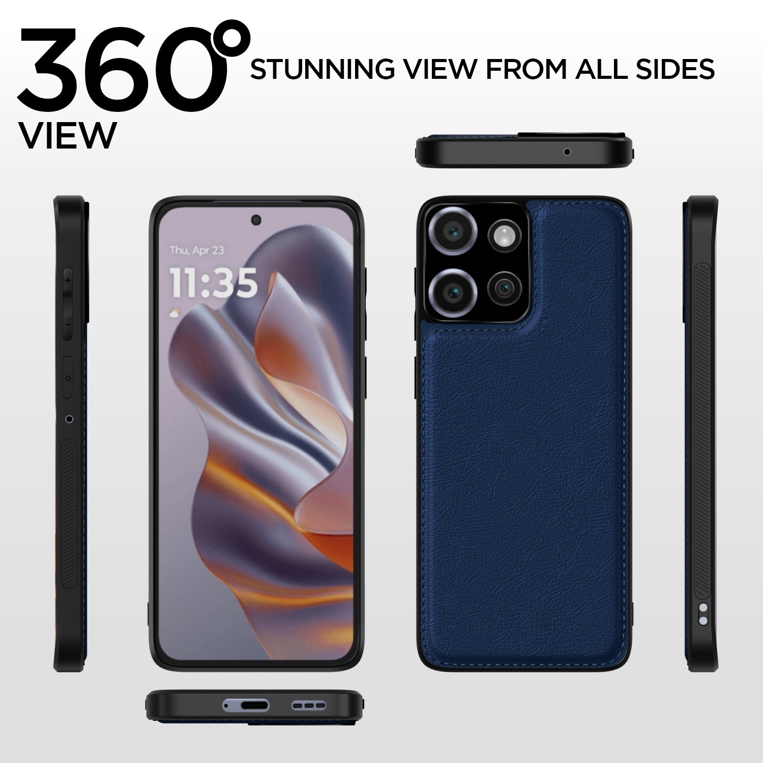 Pikkme Moto Edge 50 5G Leather Back Case | Blue