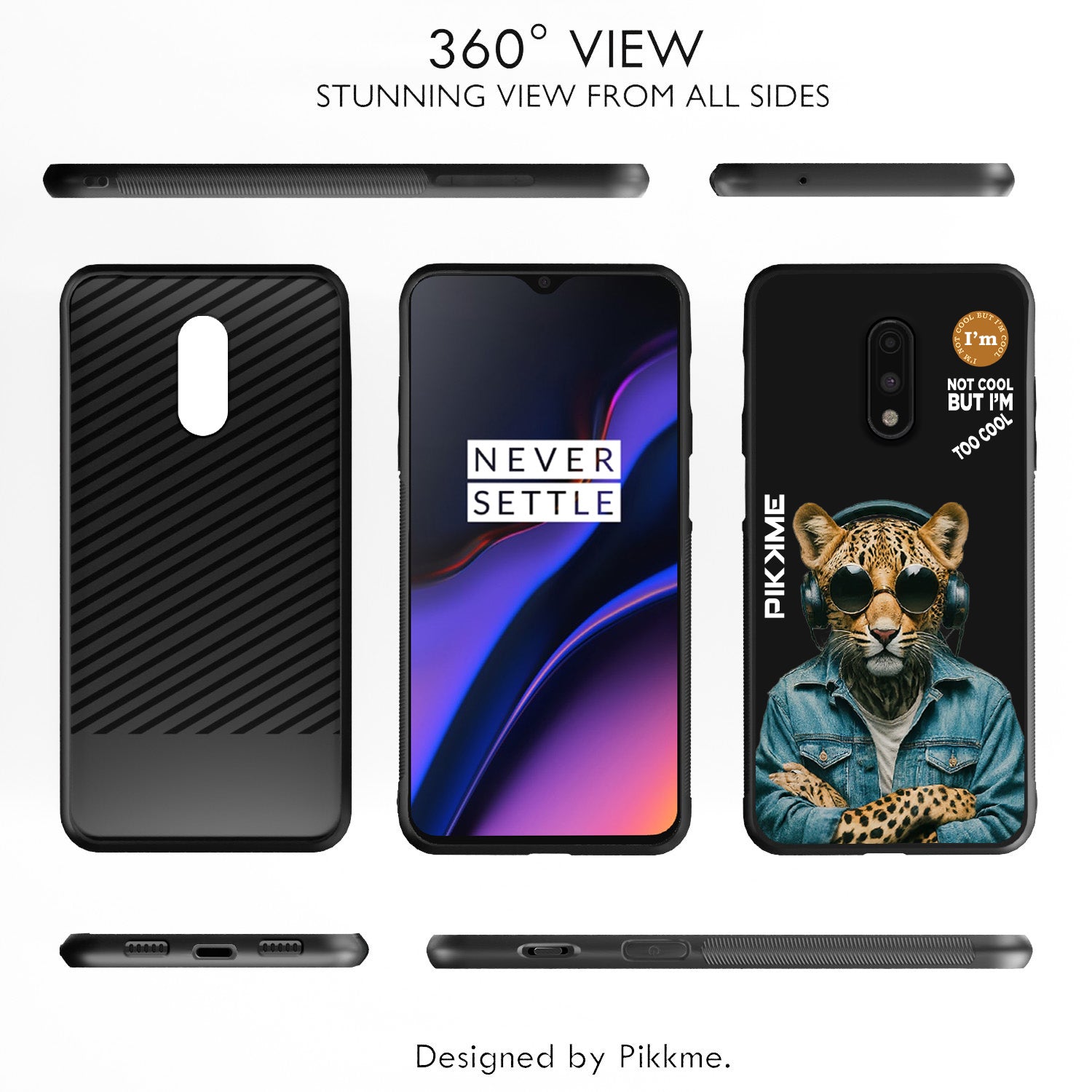 Pikkme Back Cover Pc Tpu + Printed Cool Funky Stylish Black Leopard Swag Raised Edges Camera Protection |Bumper Case For OnePlus 7 (Design 04)